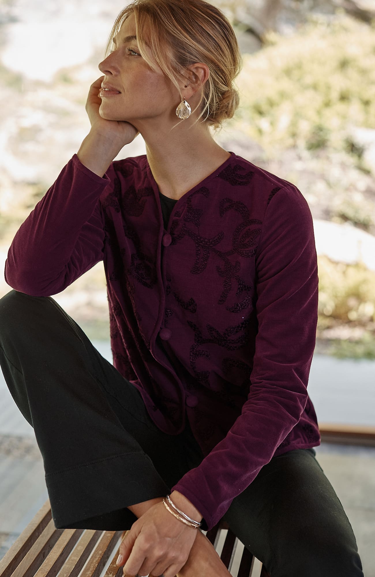 Jjill J.jill Pure Jill Embroidered-corduroy Jacket