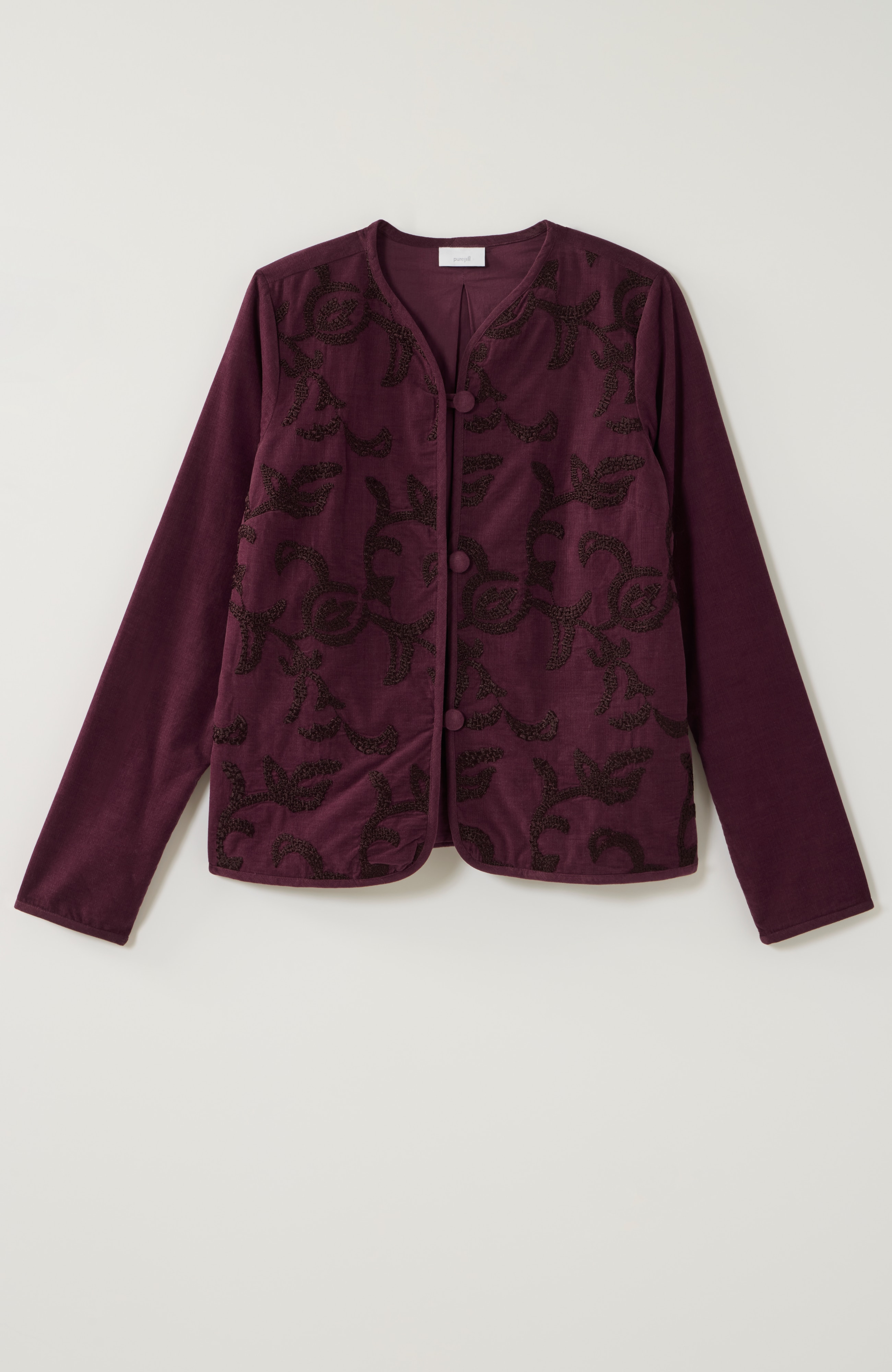 pure jill embroidered-corduroy jacket