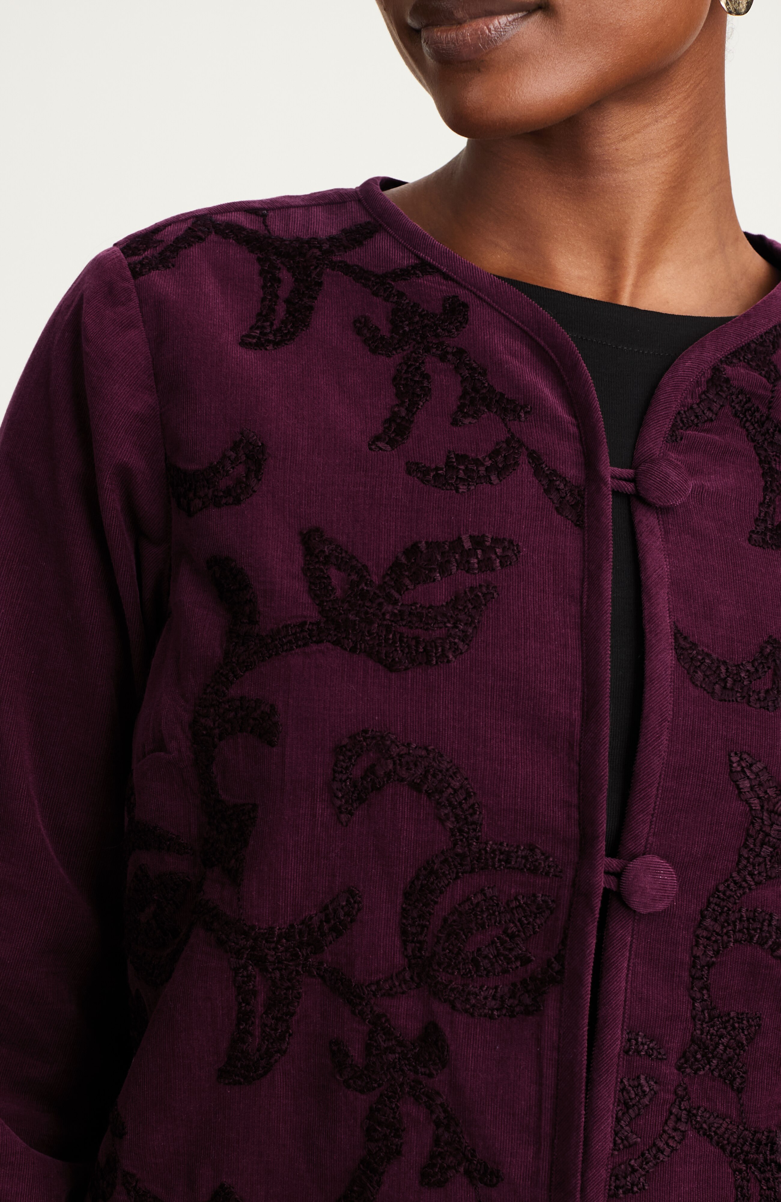 pure jill embroidered-corduroy jacket