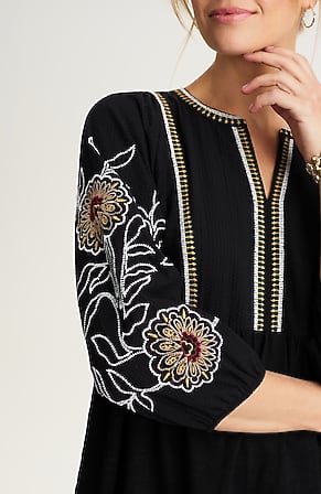 Image for Pure Jill Embroidered Mixed-Media Top