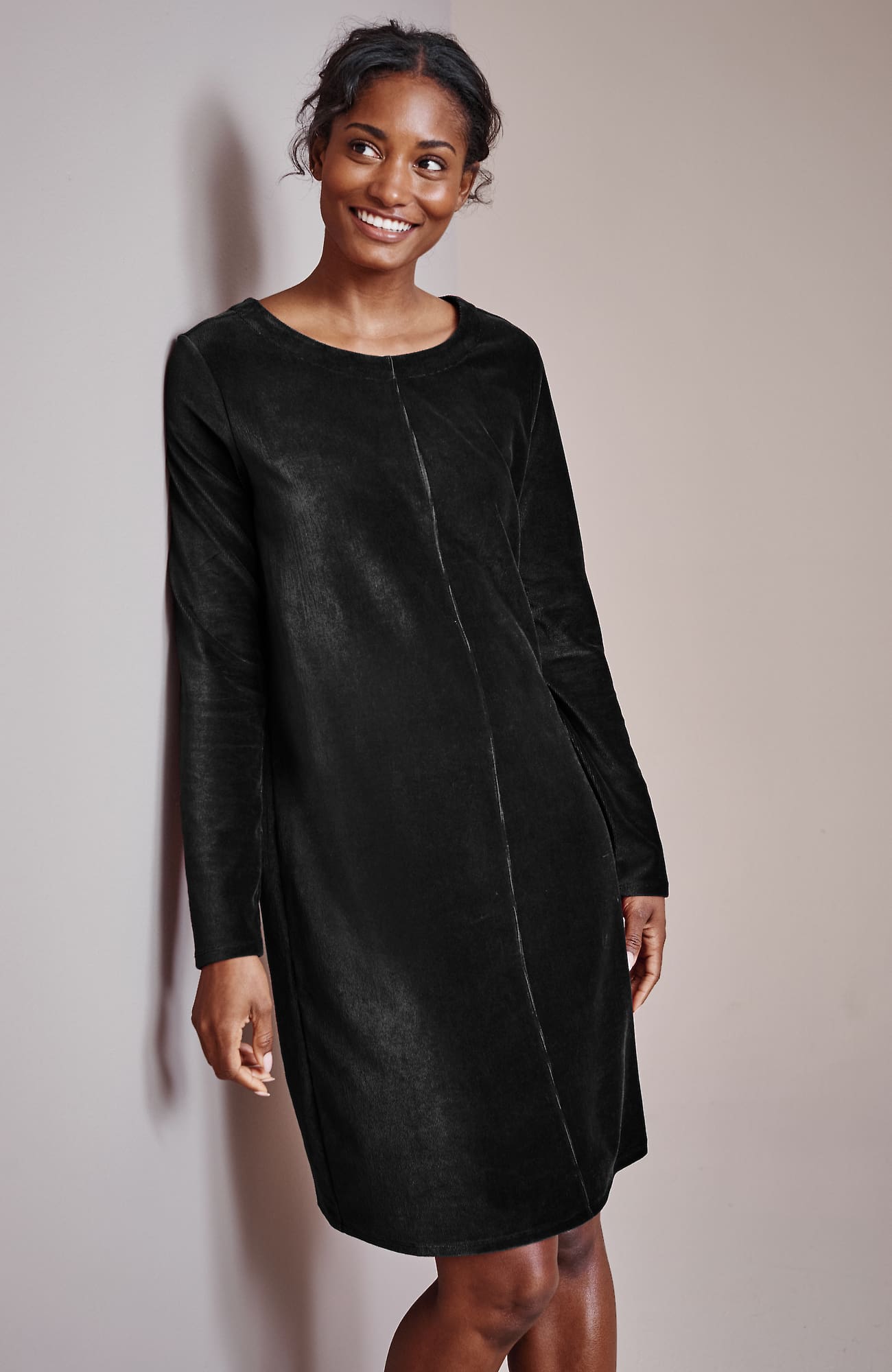 Jjill J.jill Pure Jill Corded Velour Dress In Black