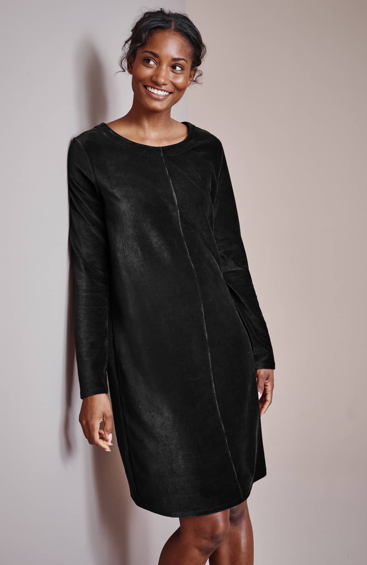 Women's Pure Jill Corded Velour Dress (Black) (Size: M) | J.Jill
