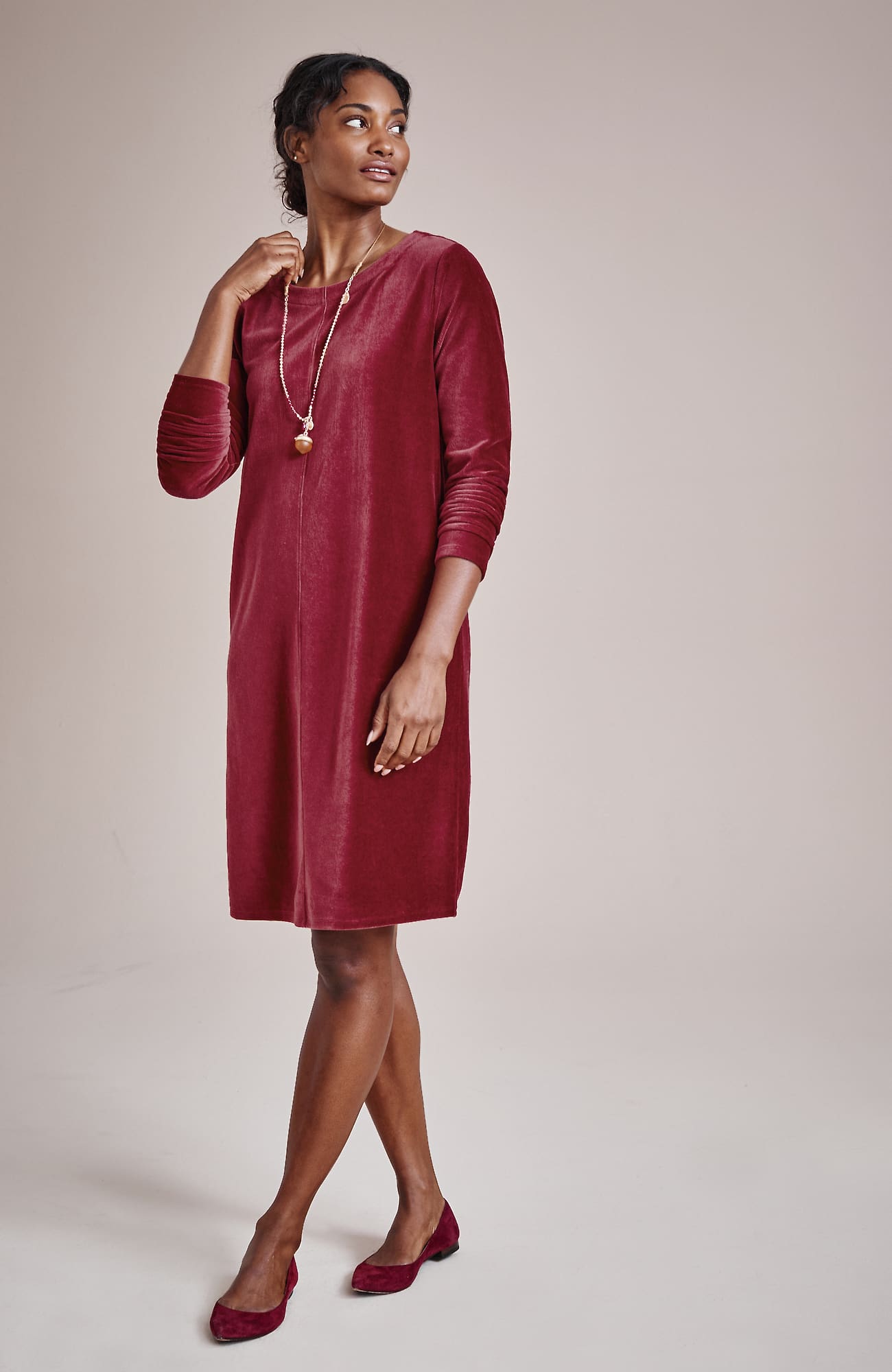 Jjill J.jill Pure Jill Corded Velour Dress In Red