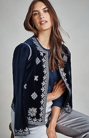 Image for Pure Jill Beaded & Embroidered Velvet Jacket