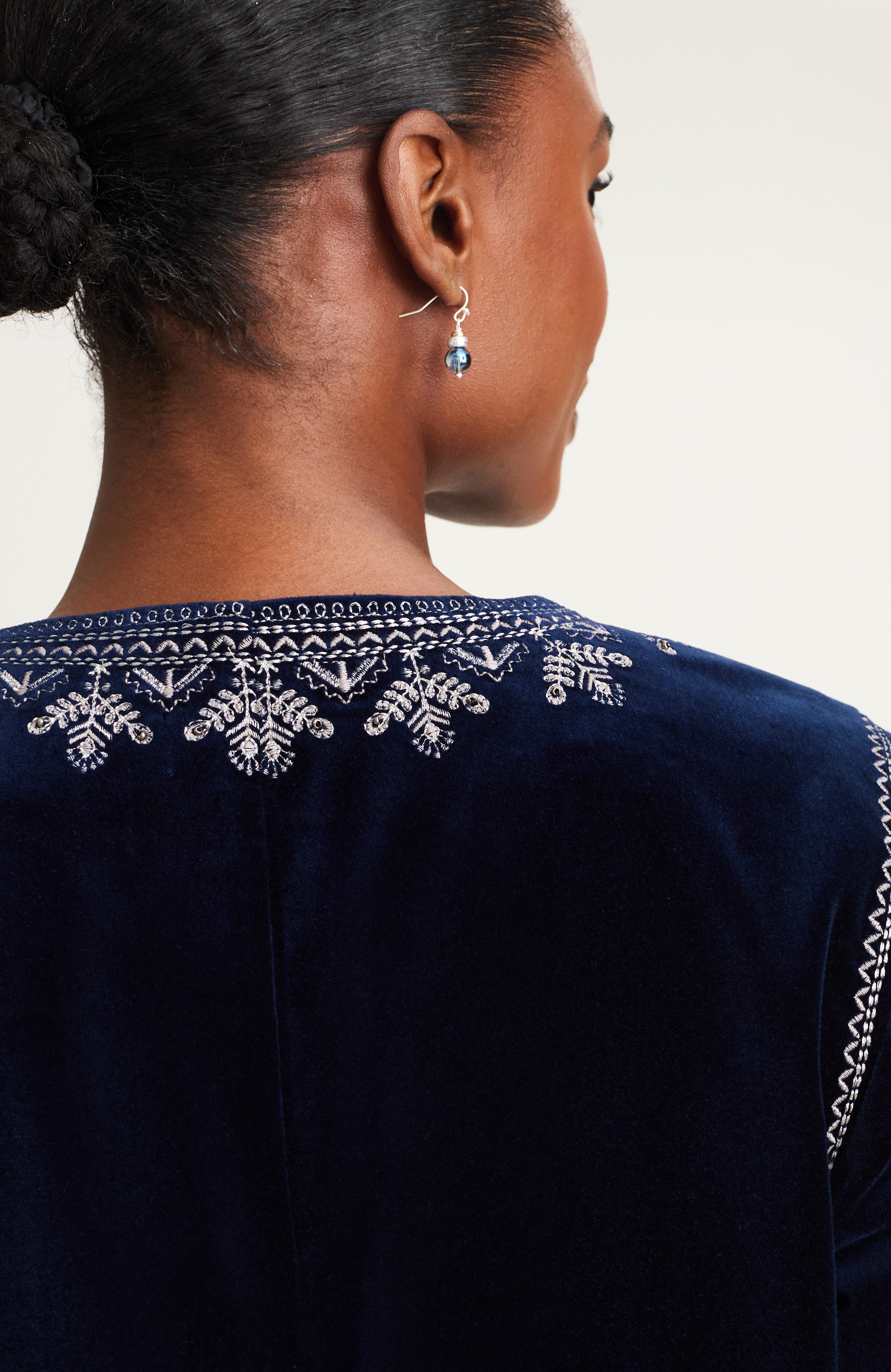 pure jill beaded & embroidered velvet jacket