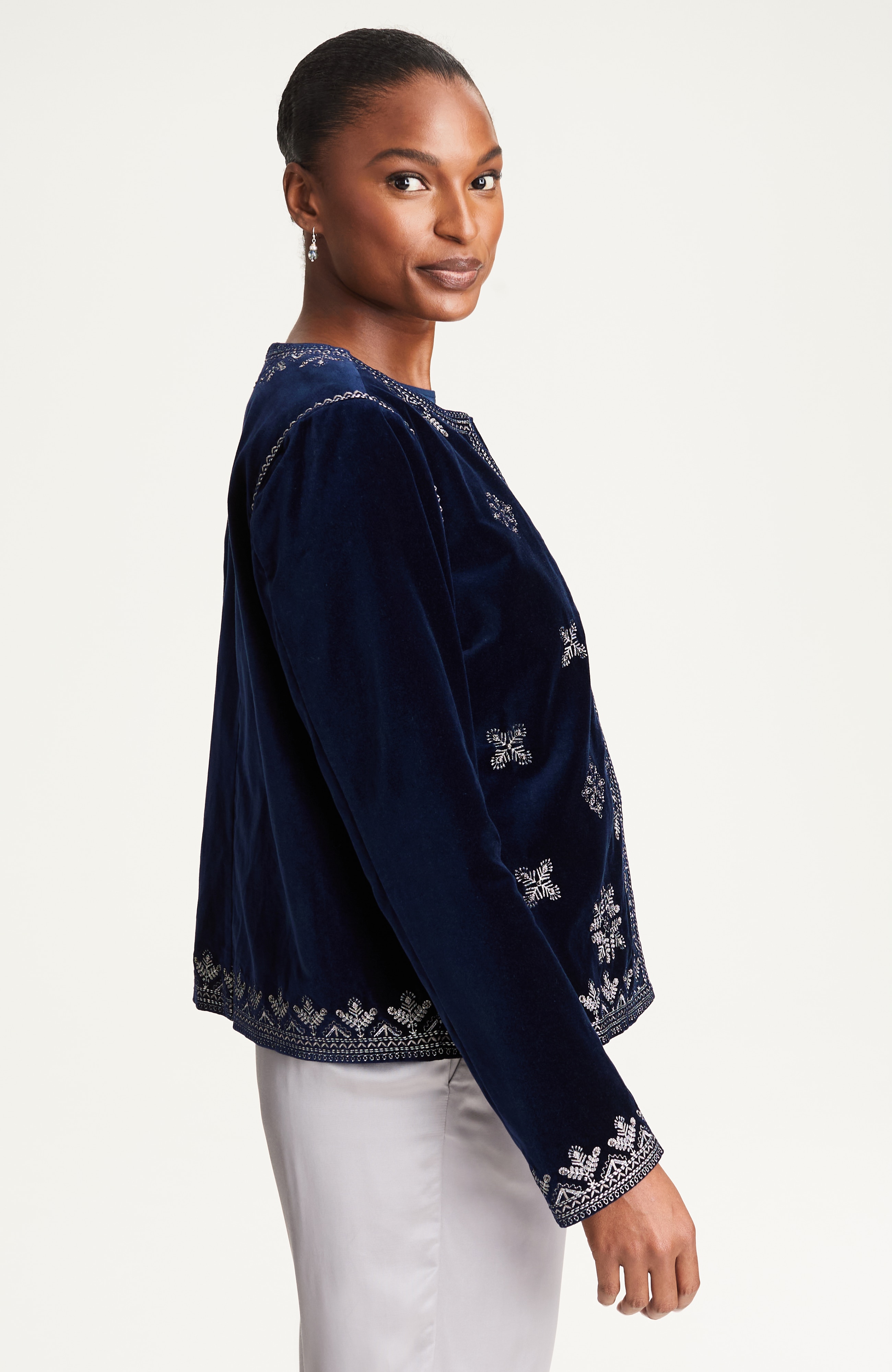 PJ BEADED & EMBROIDERED VELVET JACKET | JJill