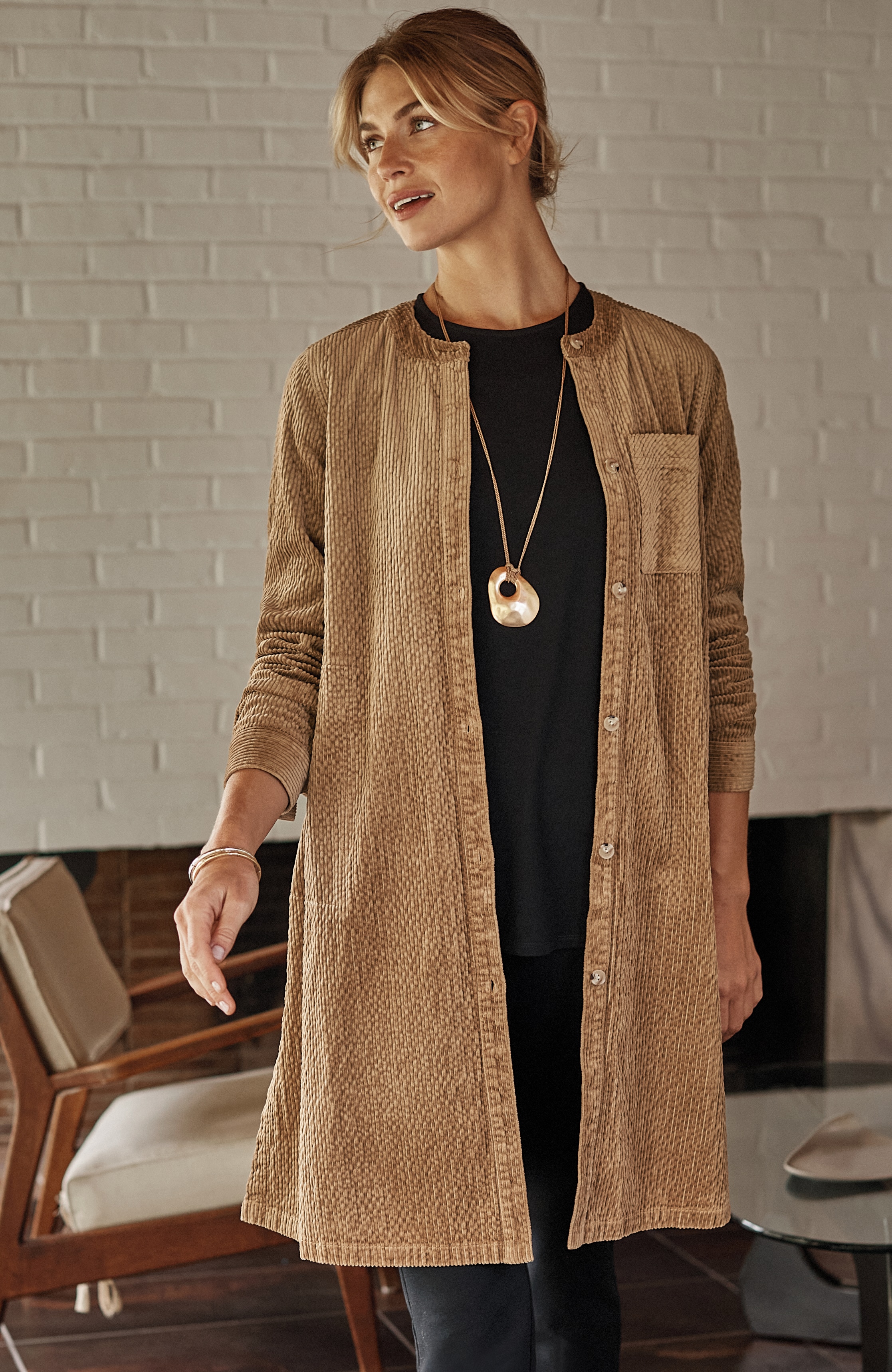 pure jill textured corduroy duster