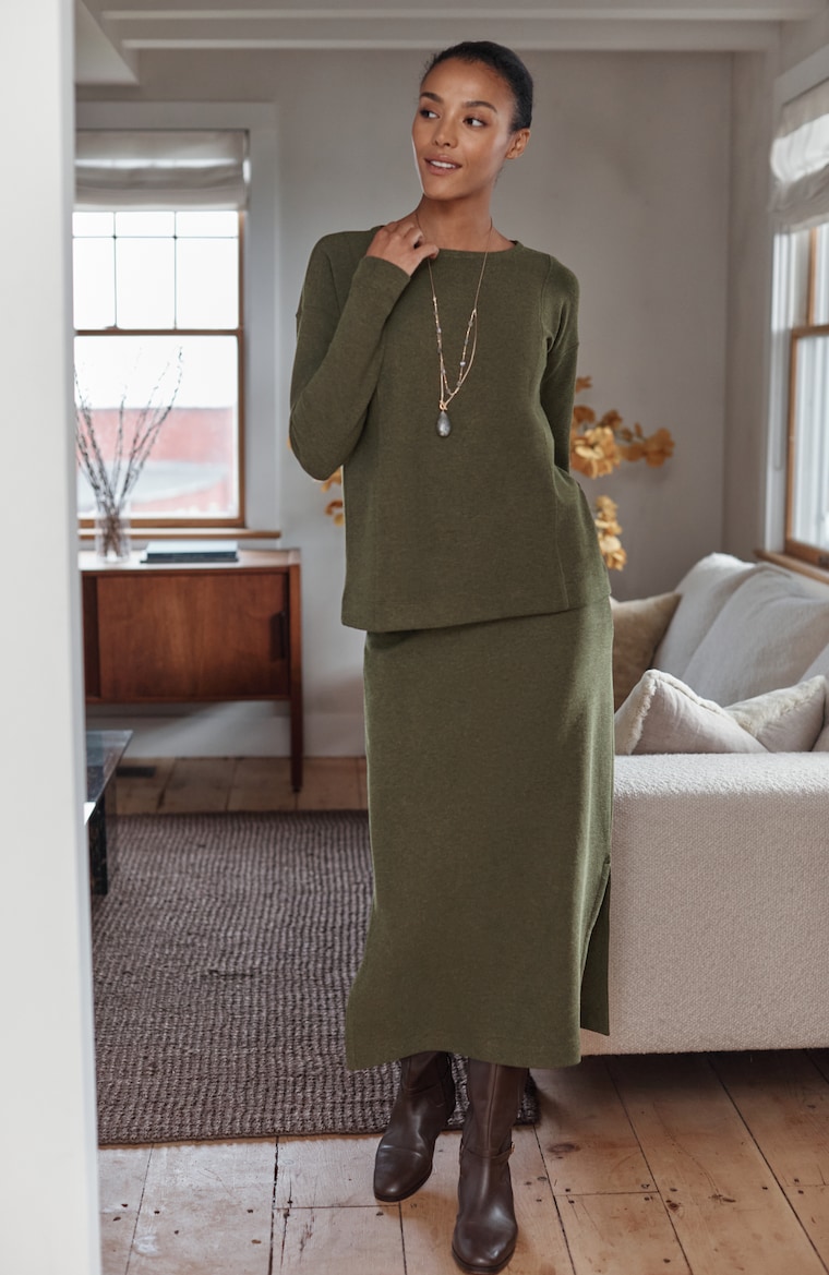Primary view of the pure jill textured-knit pull-on skirt