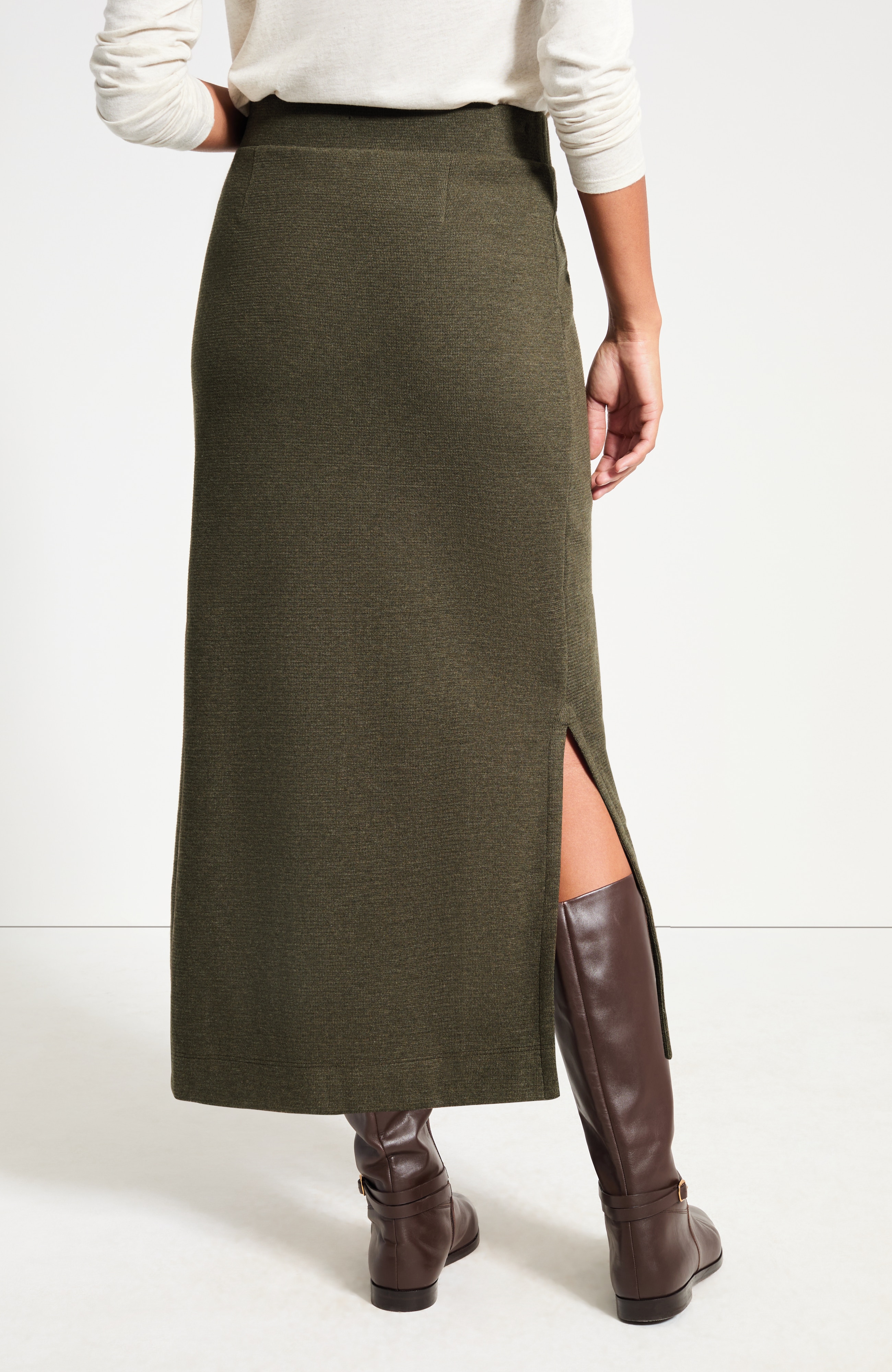 Pure Jill Textured-Knit Pull-On Skirt