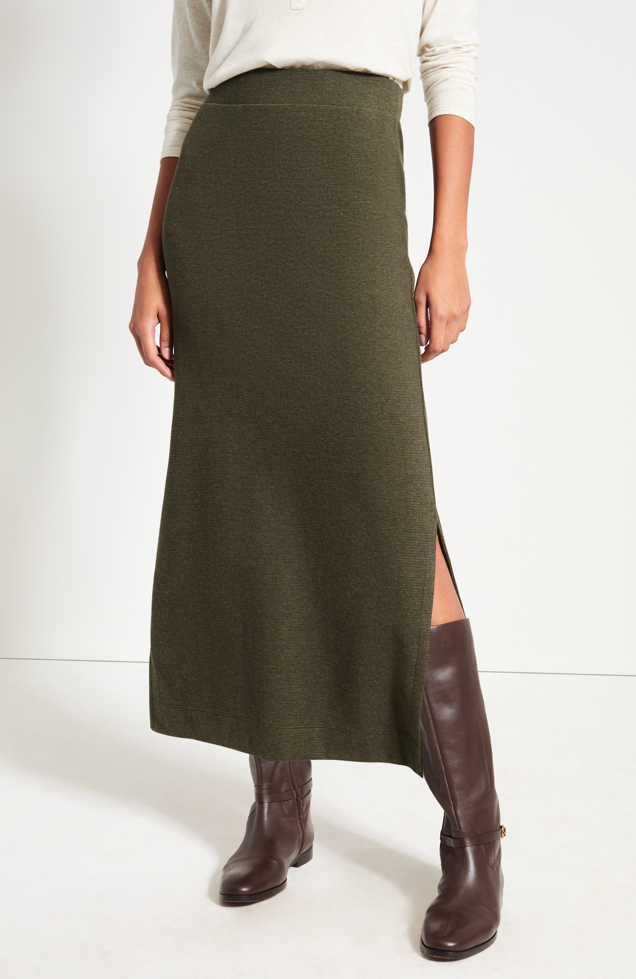 Pure Jill Textured-Knit Pull-On Skirt