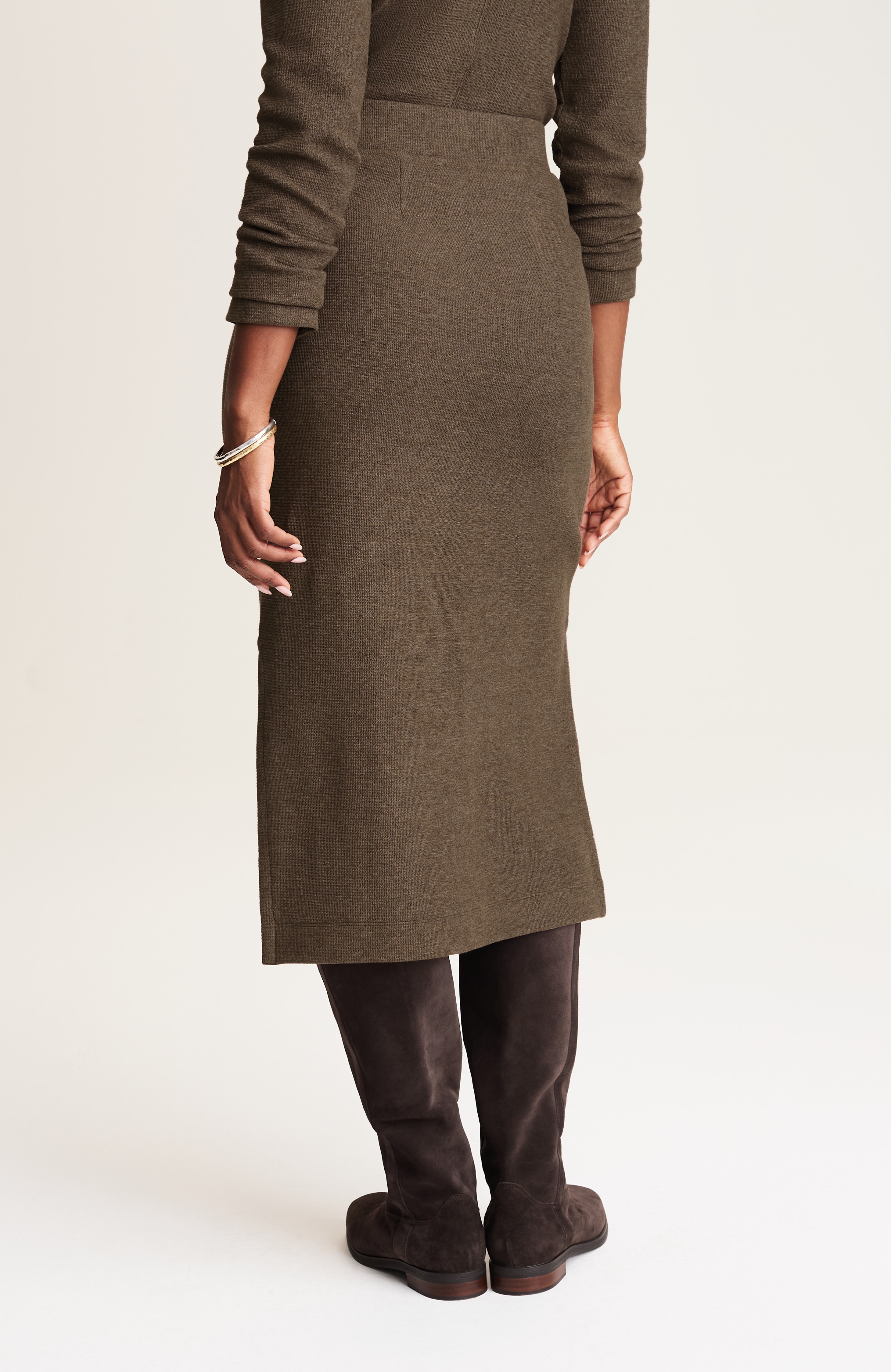 pure jill textured-knit pull-on skirt