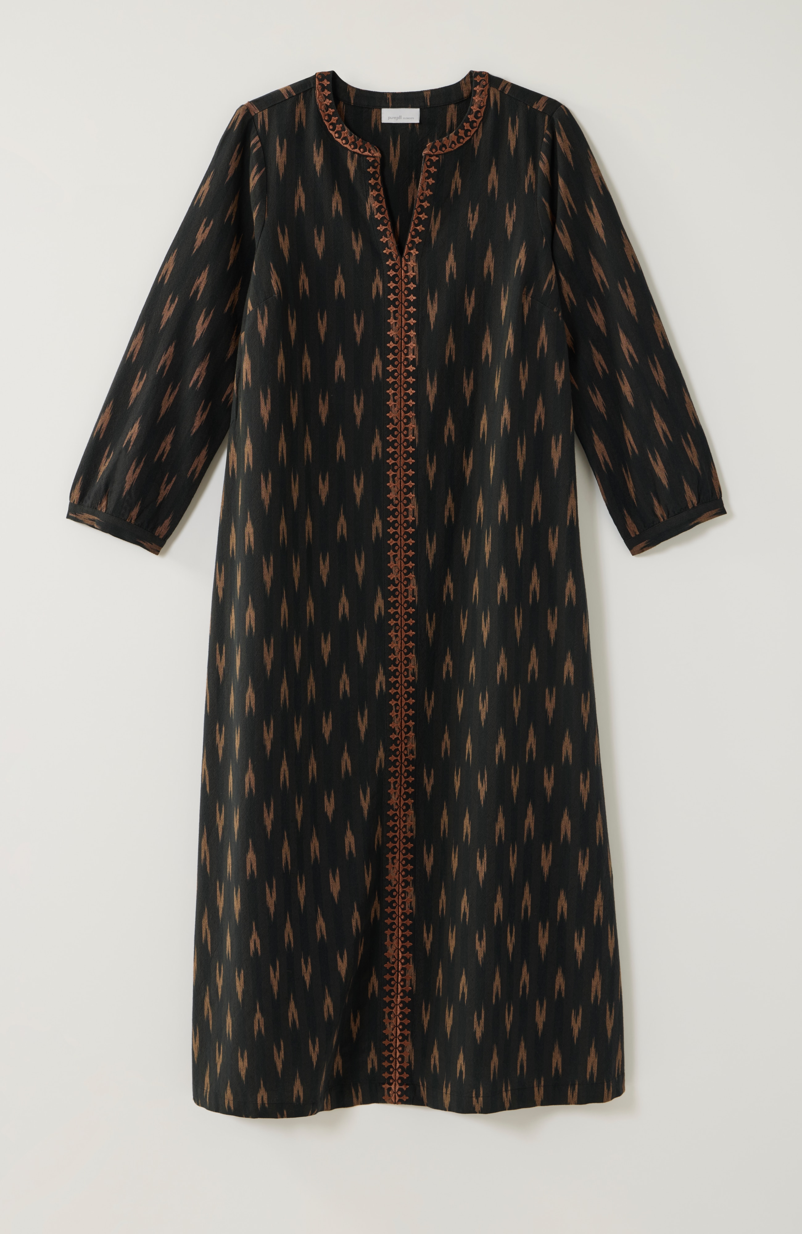 pure jill embroidered ikat dress