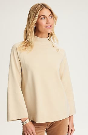 Image for Buttoned-Shoulder Knit Top