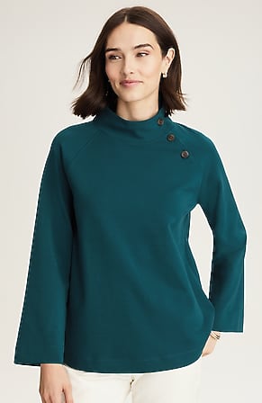 Image for Buttoned-Shoulder Knit Top