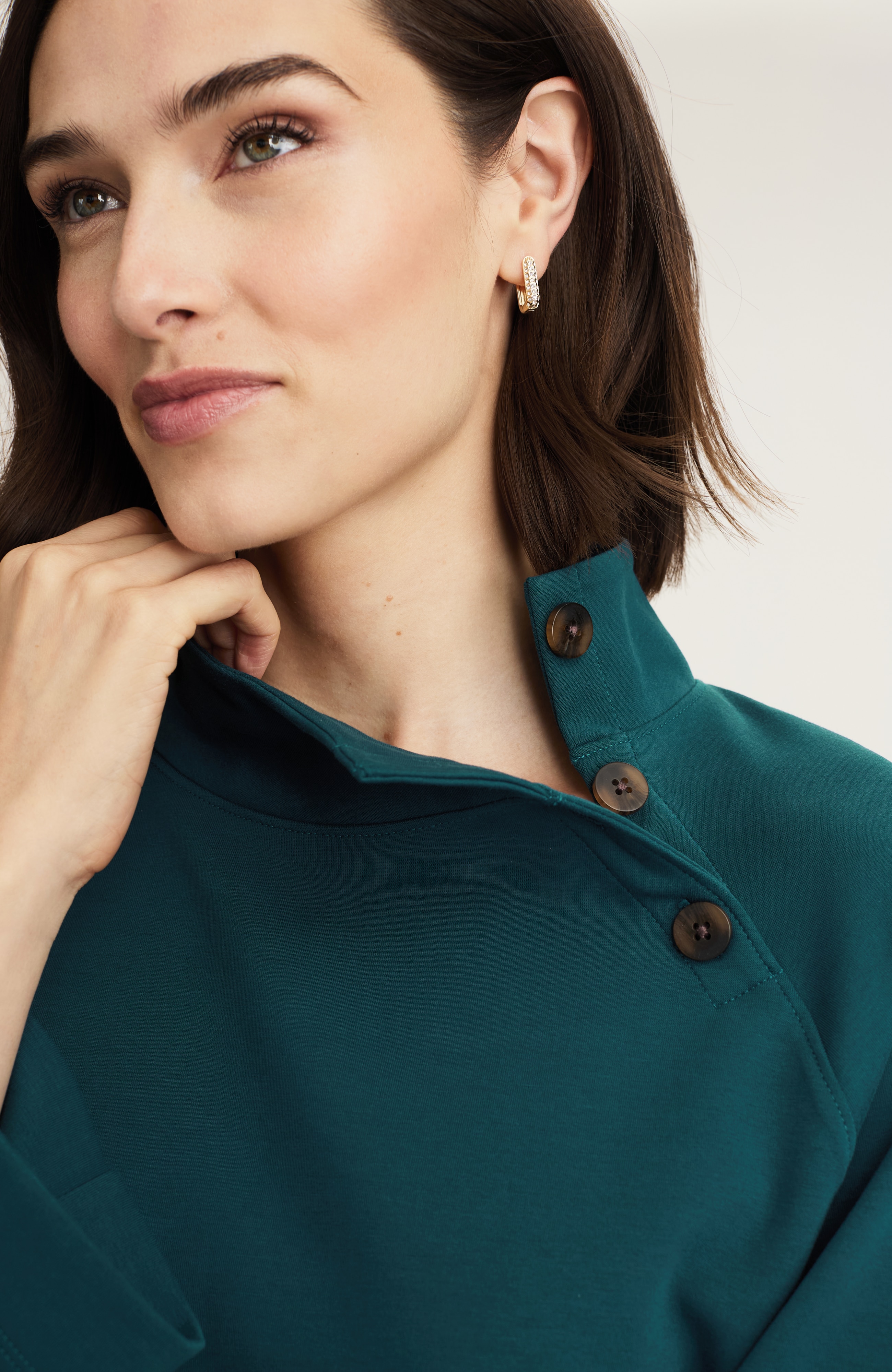 Buttoned-Shoulder Knit Top | J.Jill