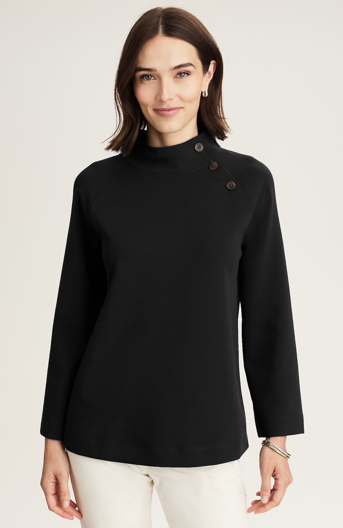 Jjill J.jill Buttoned-shoulder Knit Top In Blue