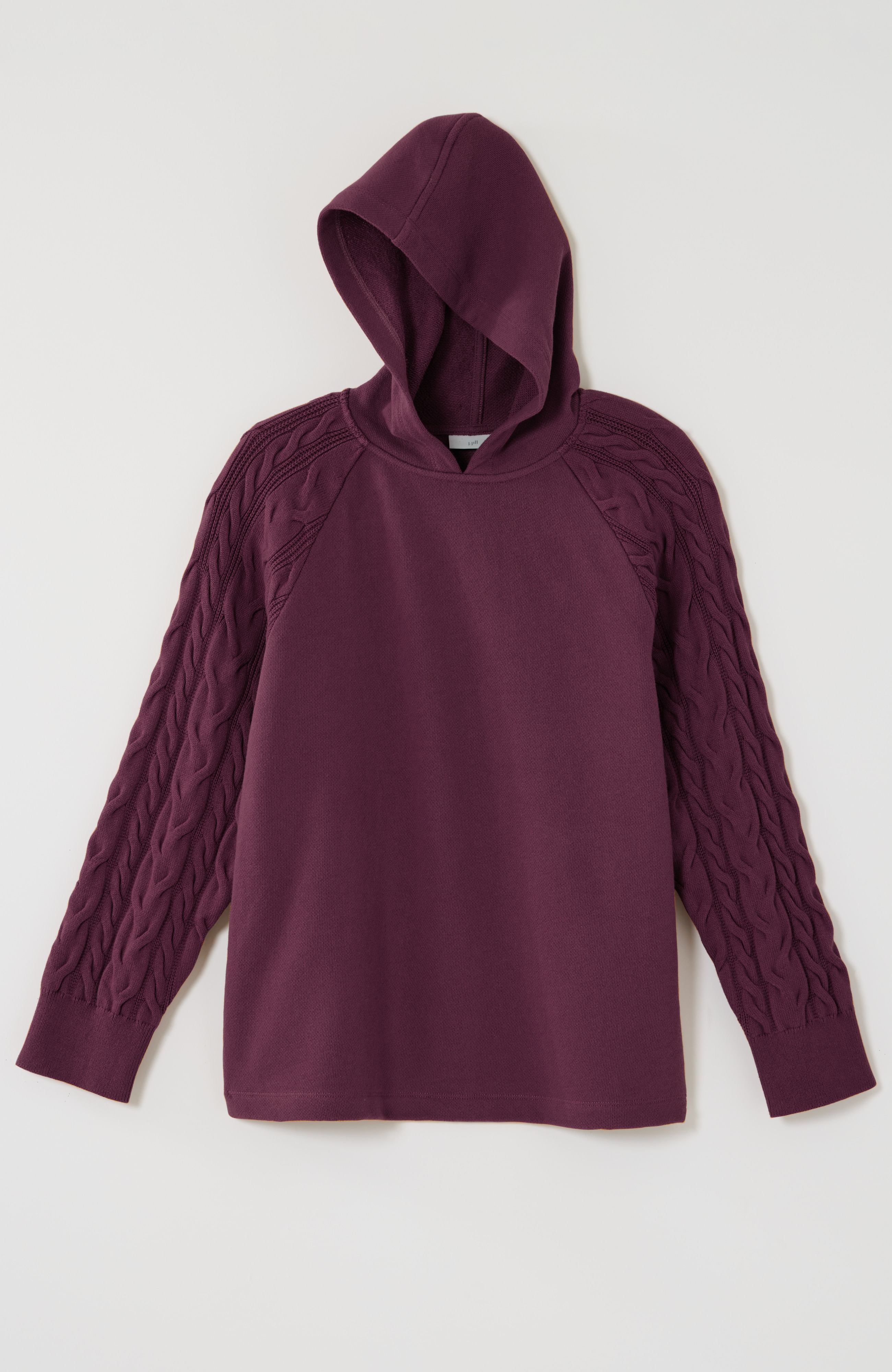 FRENCH TERRY & CABLE-KNIT HOODIE | JJill