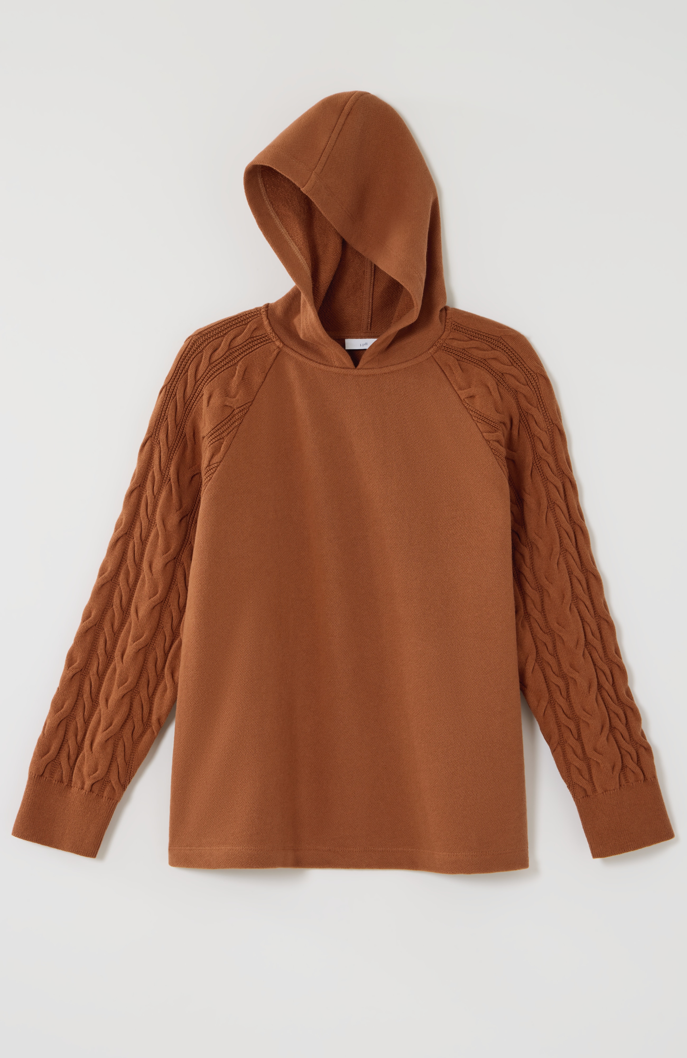 FRENCH TERRY & CABLE-KNIT HOODIE | JJill