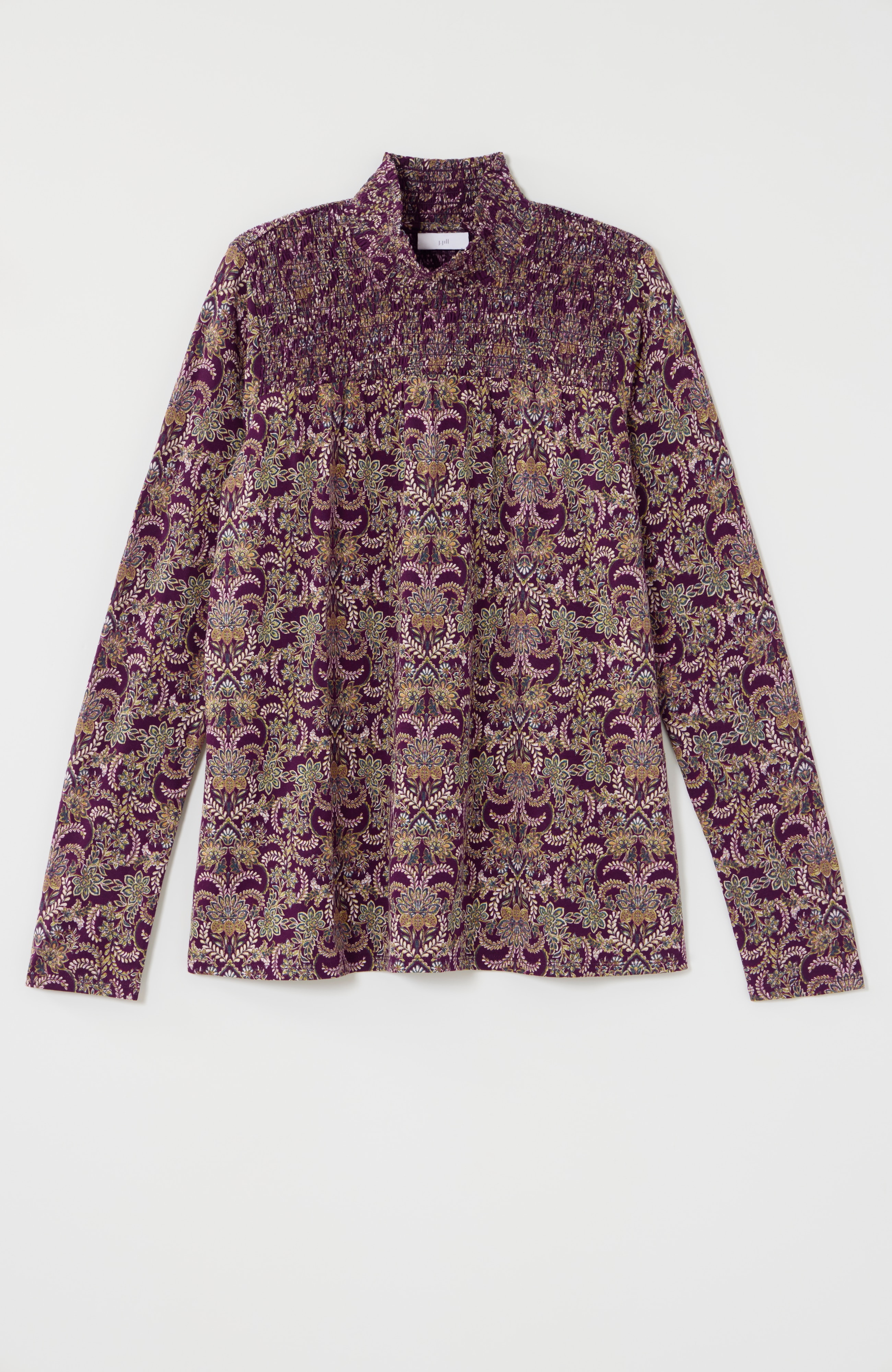 printed smocked-detail top