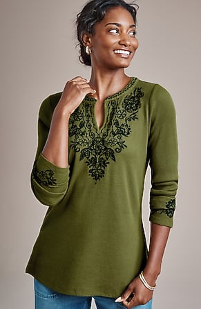 Image for Pure Jill Embroidered Waffle Top