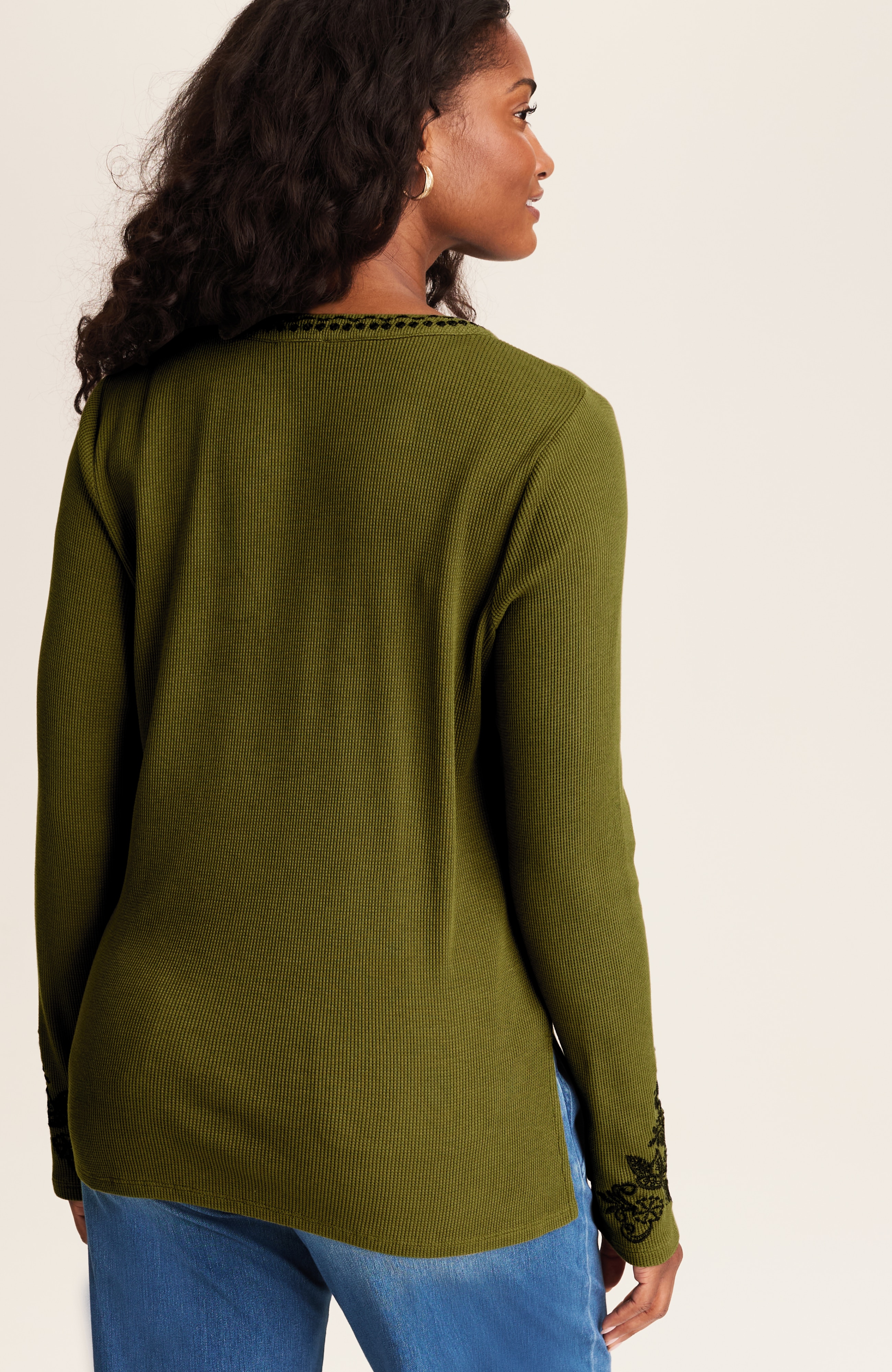 pure jill embroidered waffle top