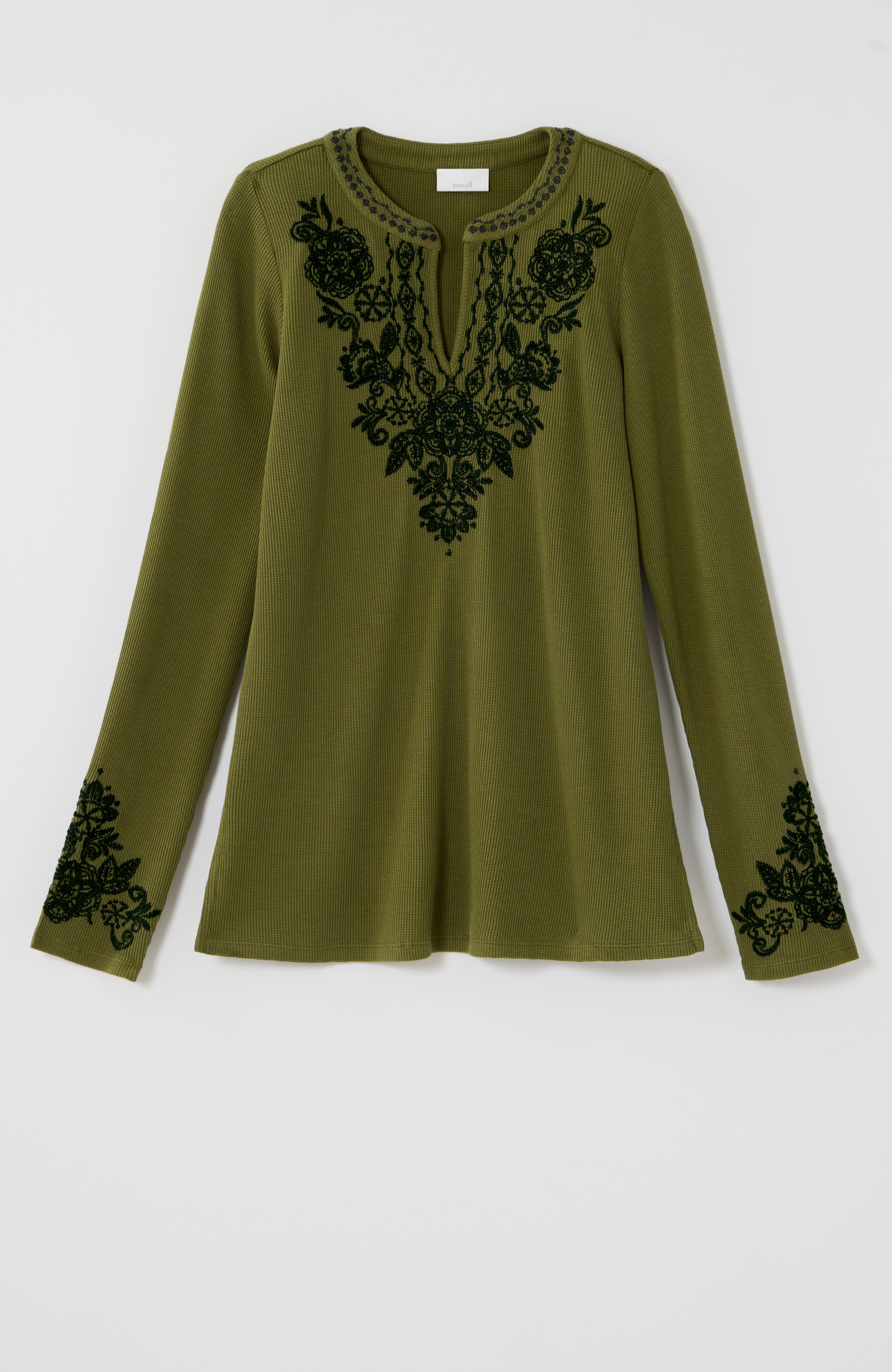 pure jill embroidered waffle top