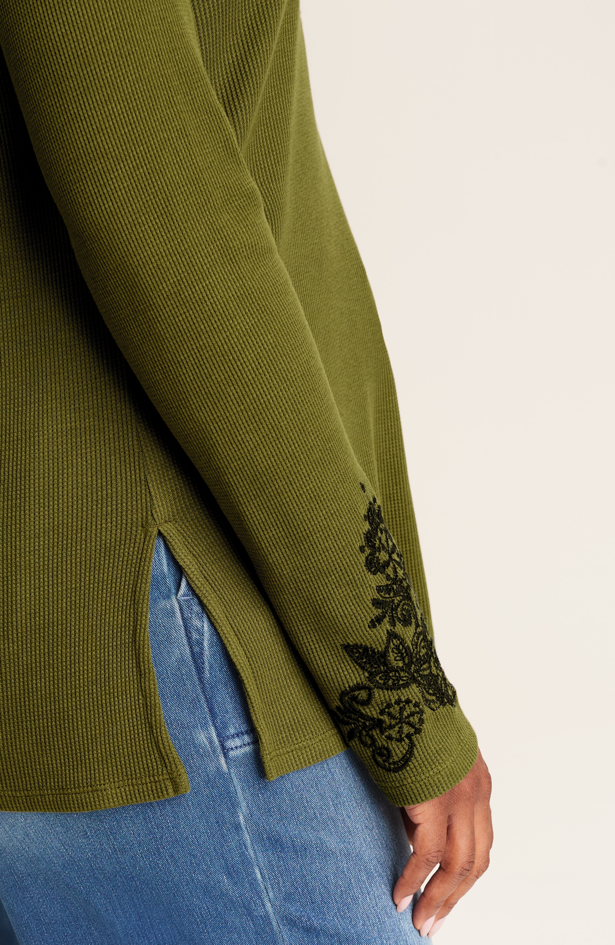 pure jill embroidered waffle top