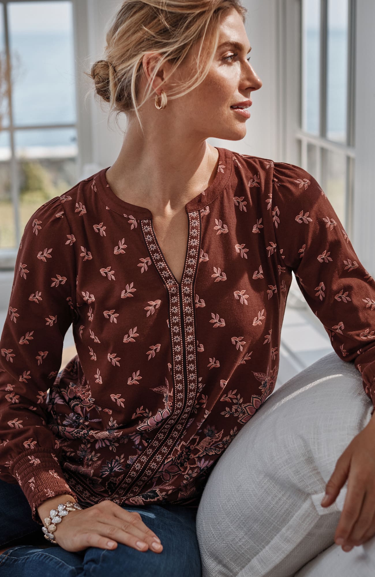 Jjill J.jill Smocked-sleeve Top