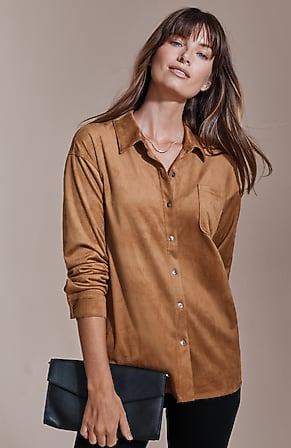 Image for Suede-Knit Button-Front Shirt