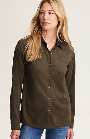 Image for Suede-Knit Button-Front Shirt