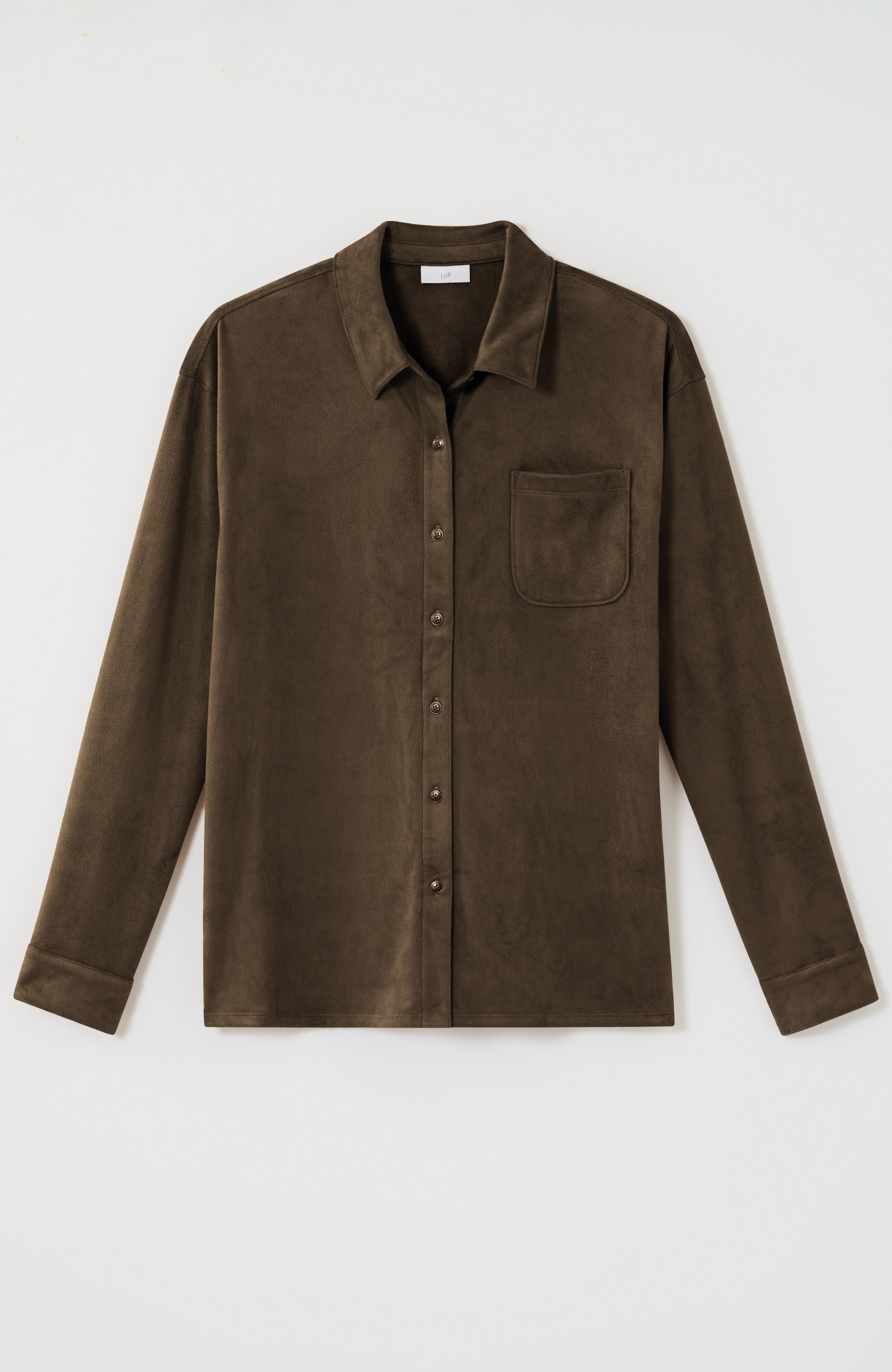 suede-knit button-front shirt