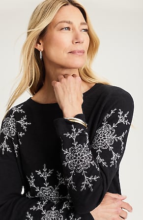 Image for Embroidered Snowflake Top
