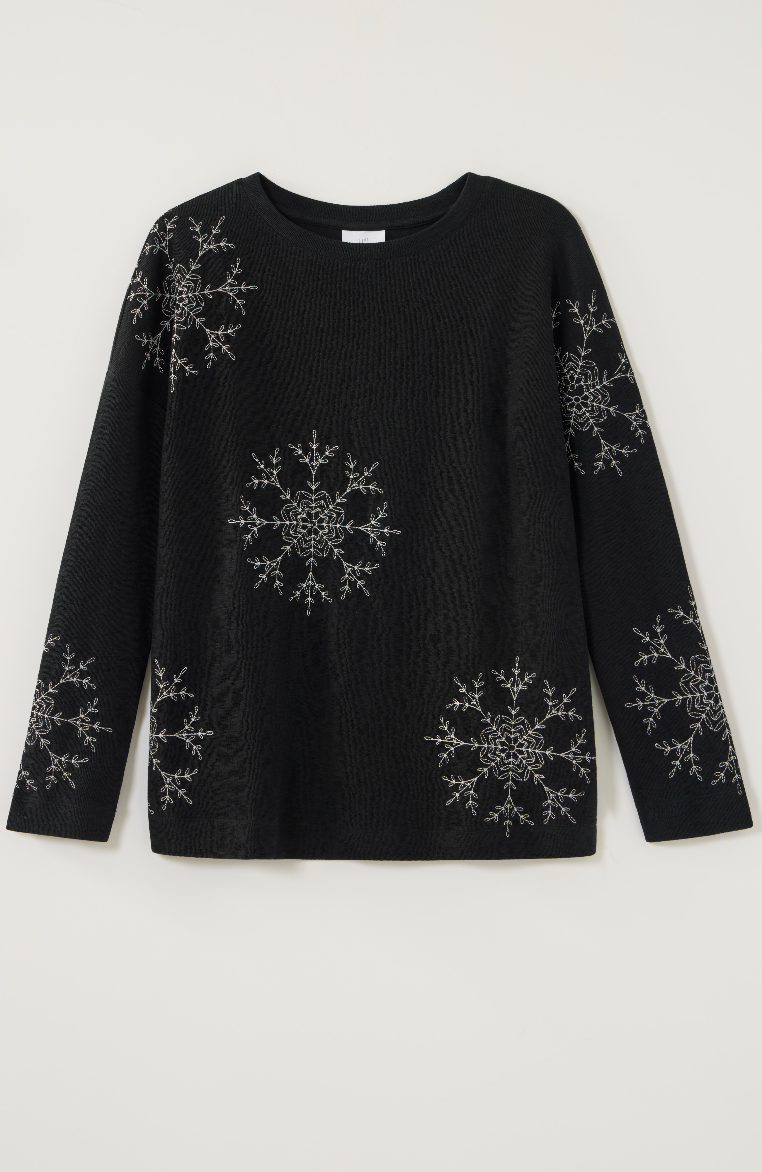 embroidered snowflake top