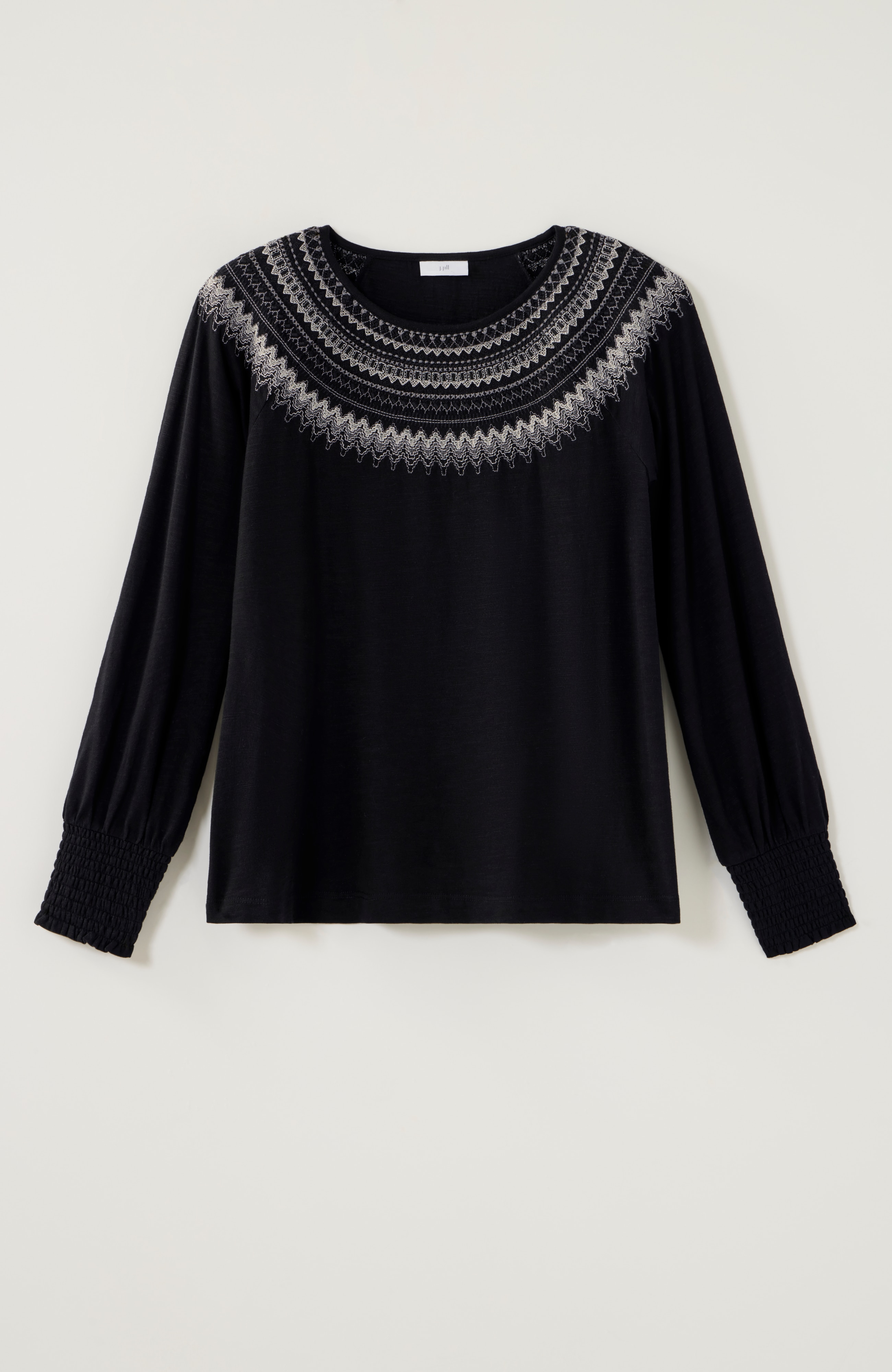 fair isle embroidered smocked top