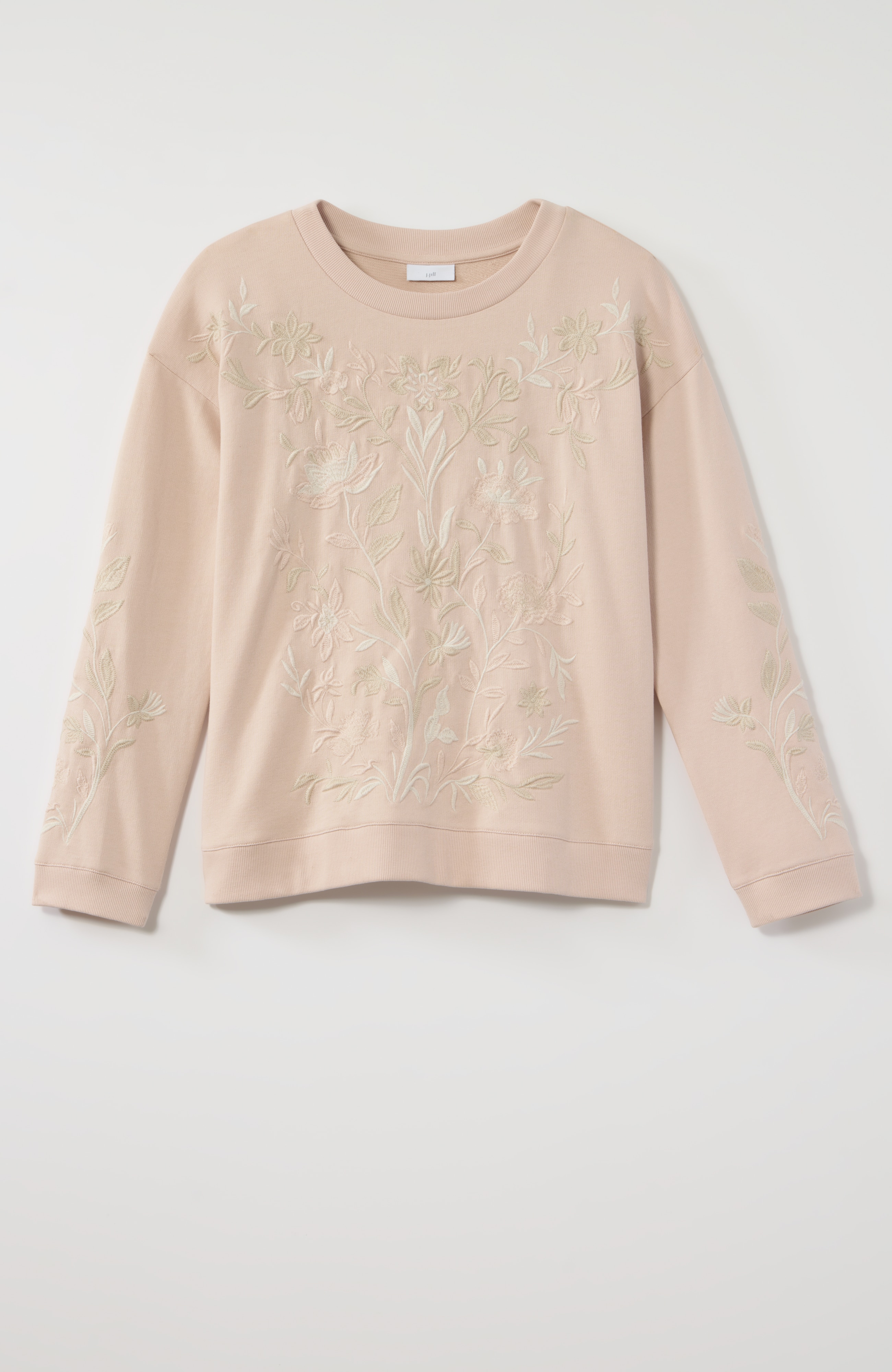 intricately embroidered sweatshirt