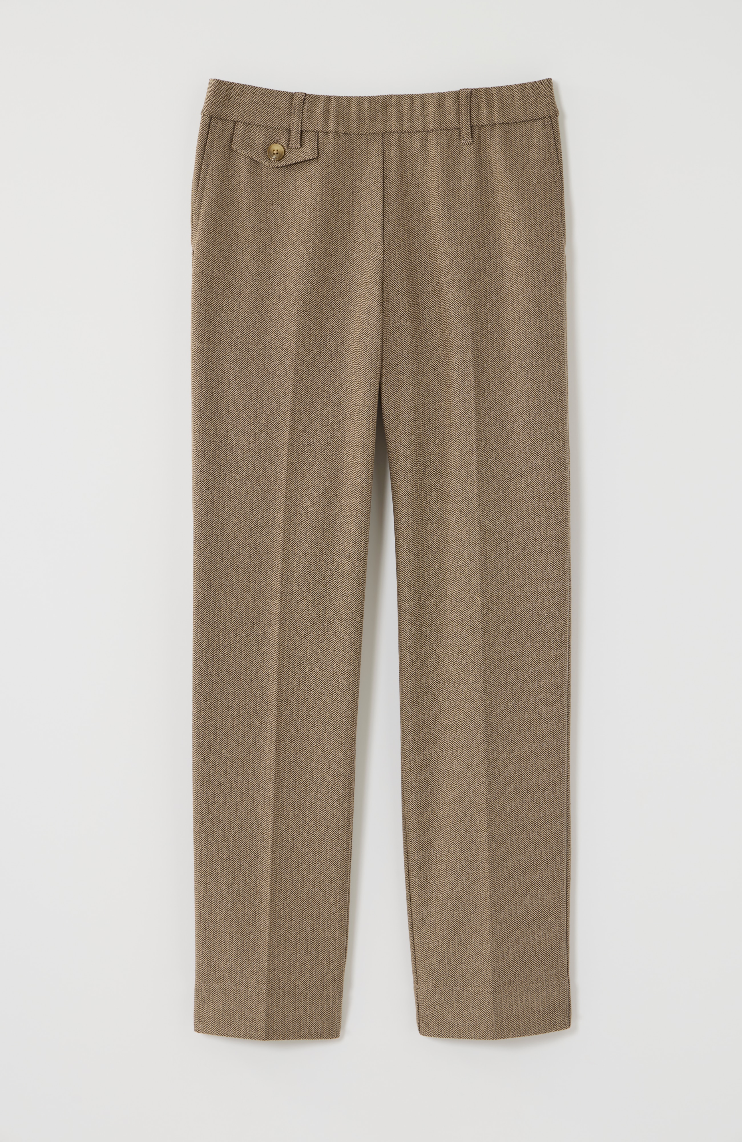 herringbone straight-leg trousers