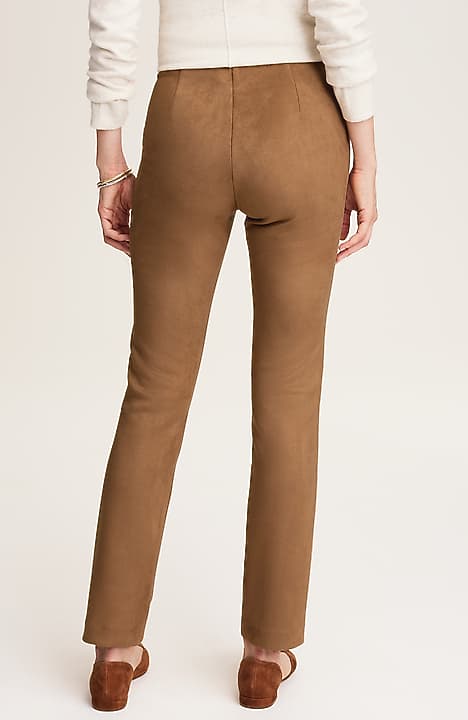 FAUX-SUEDE SEAMED SLIM-LEG PANTS JJill