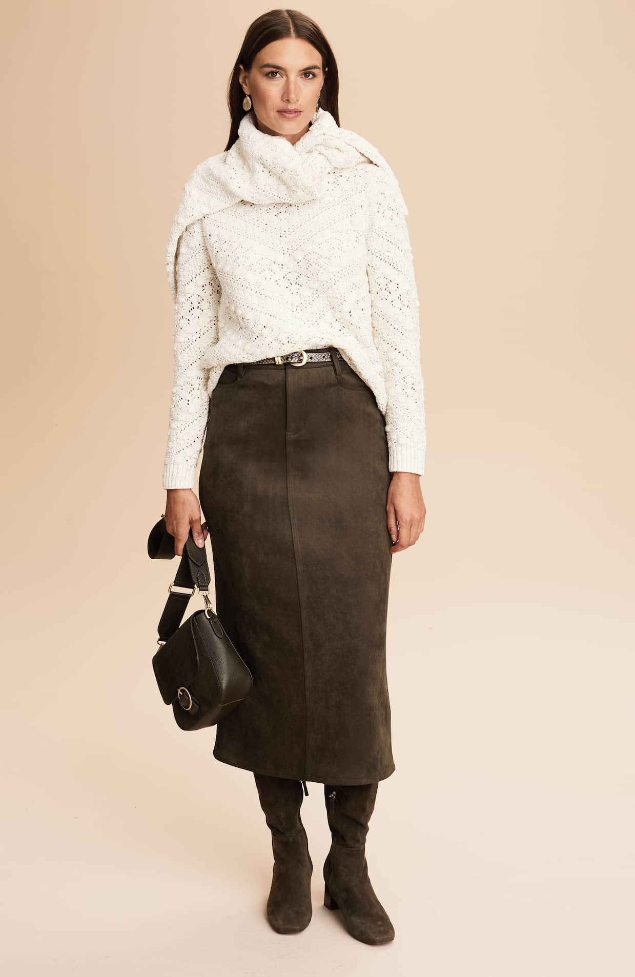 Faux-Suede Maxi Skirt JJill