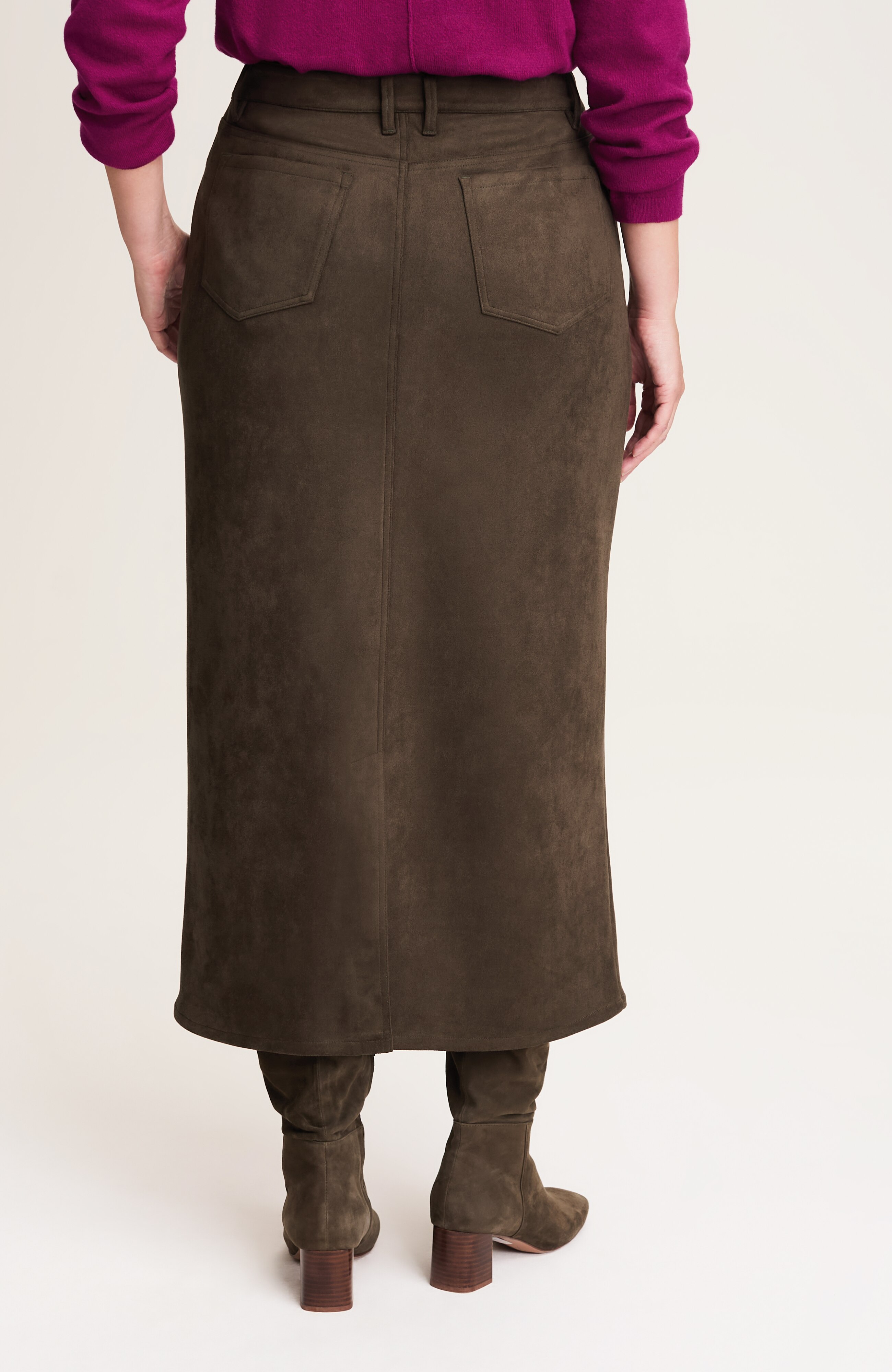faux-suede maxi skirt