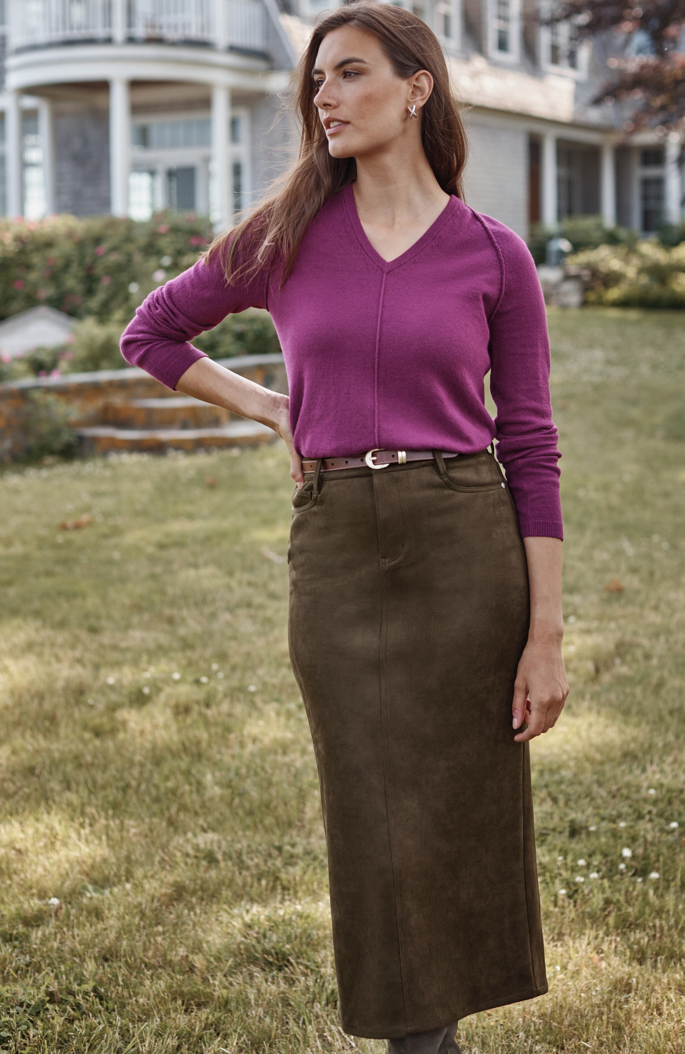faux-suede maxi skirt