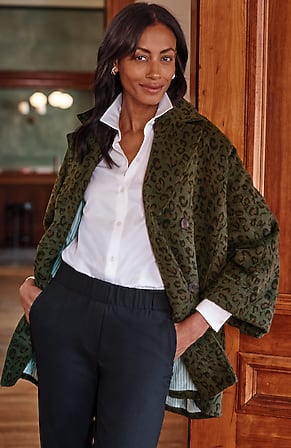 Image for Leopard-Jacquard Cocoon Coat