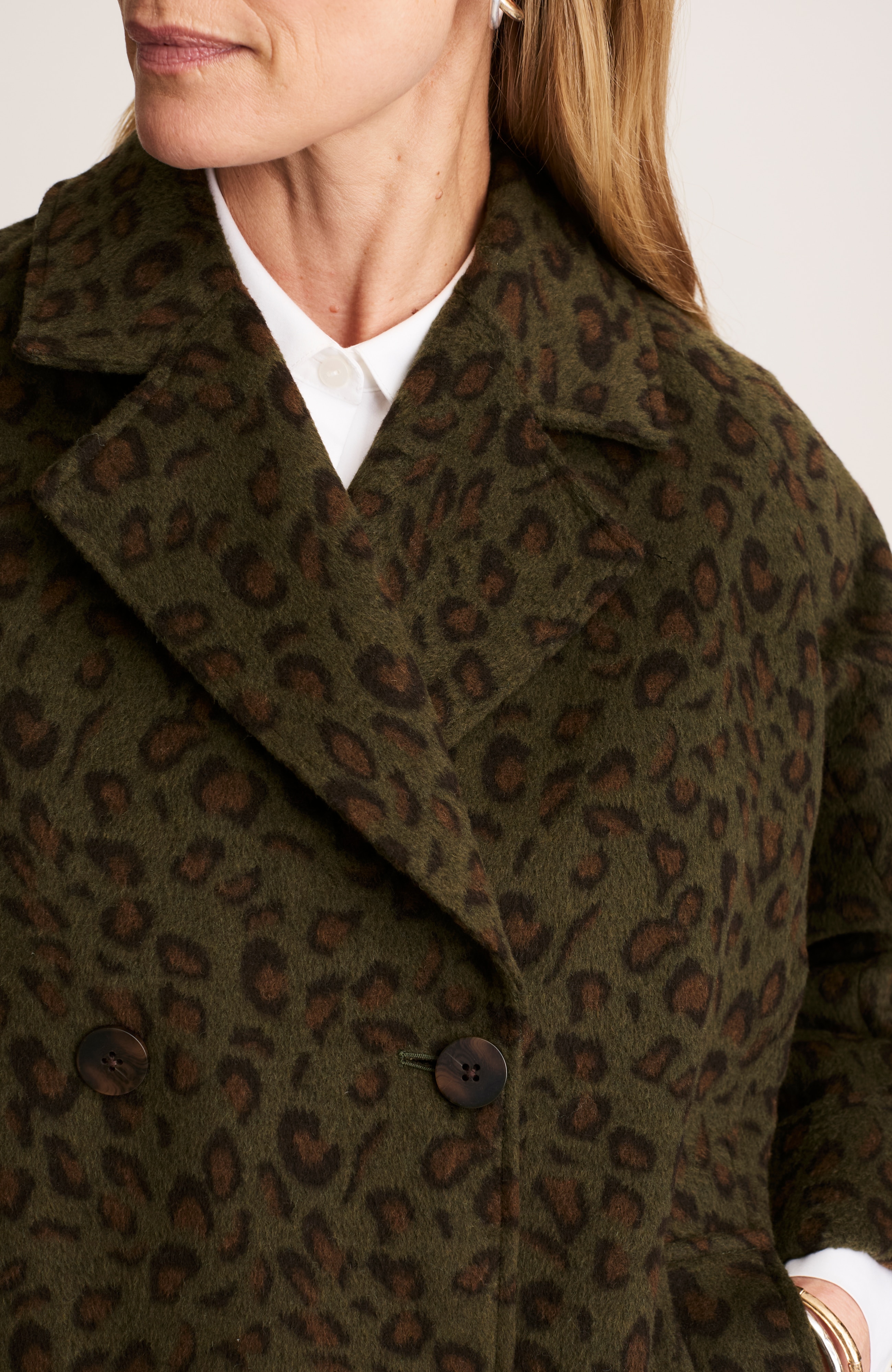 leopard-jacquard cocoon coat