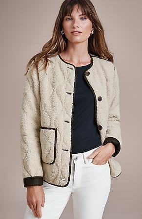 Image for Quilted Faux-Sherpa Jacket