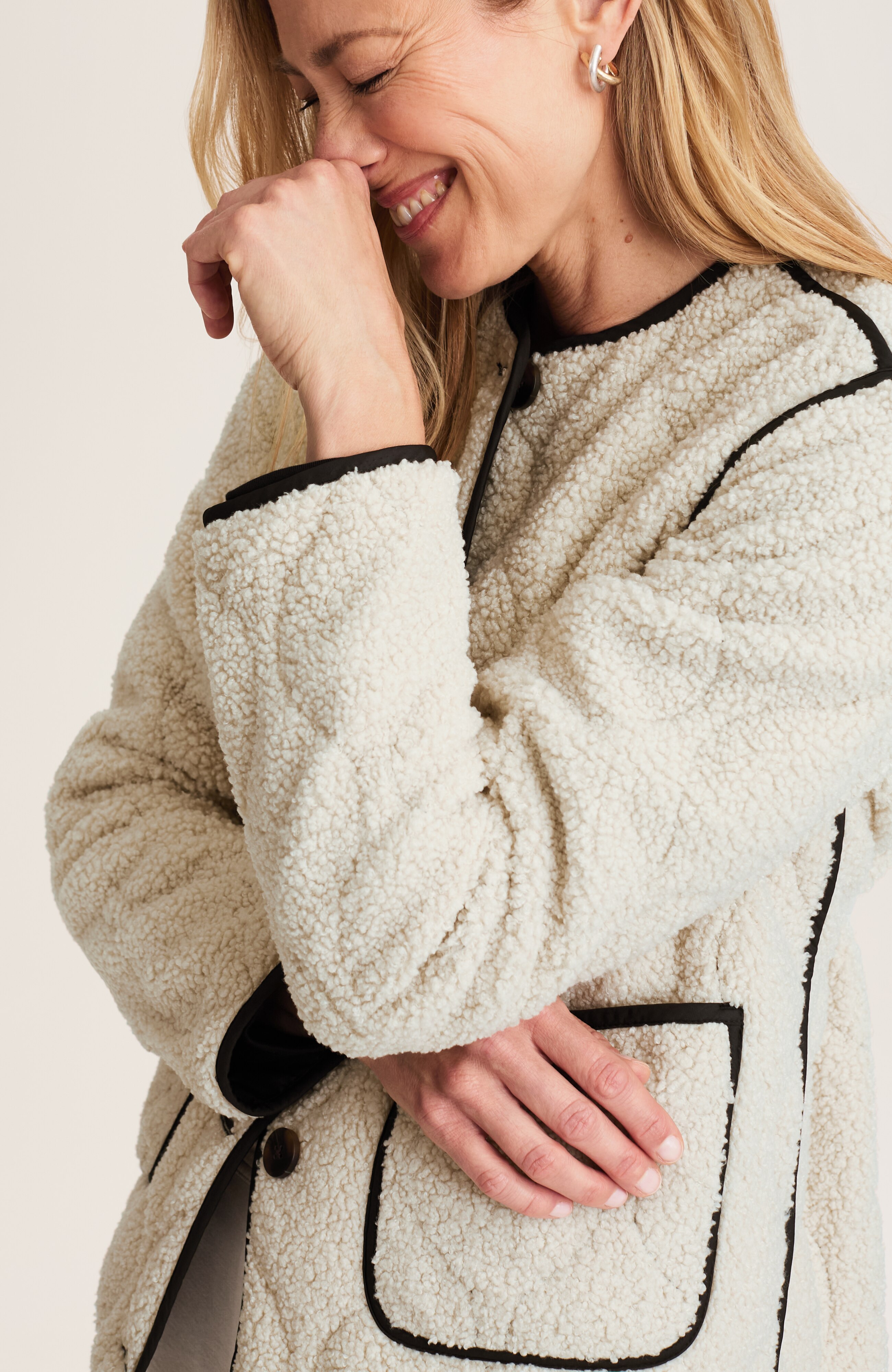 QUILTED FAUX-SHERPA JACKET | JJill