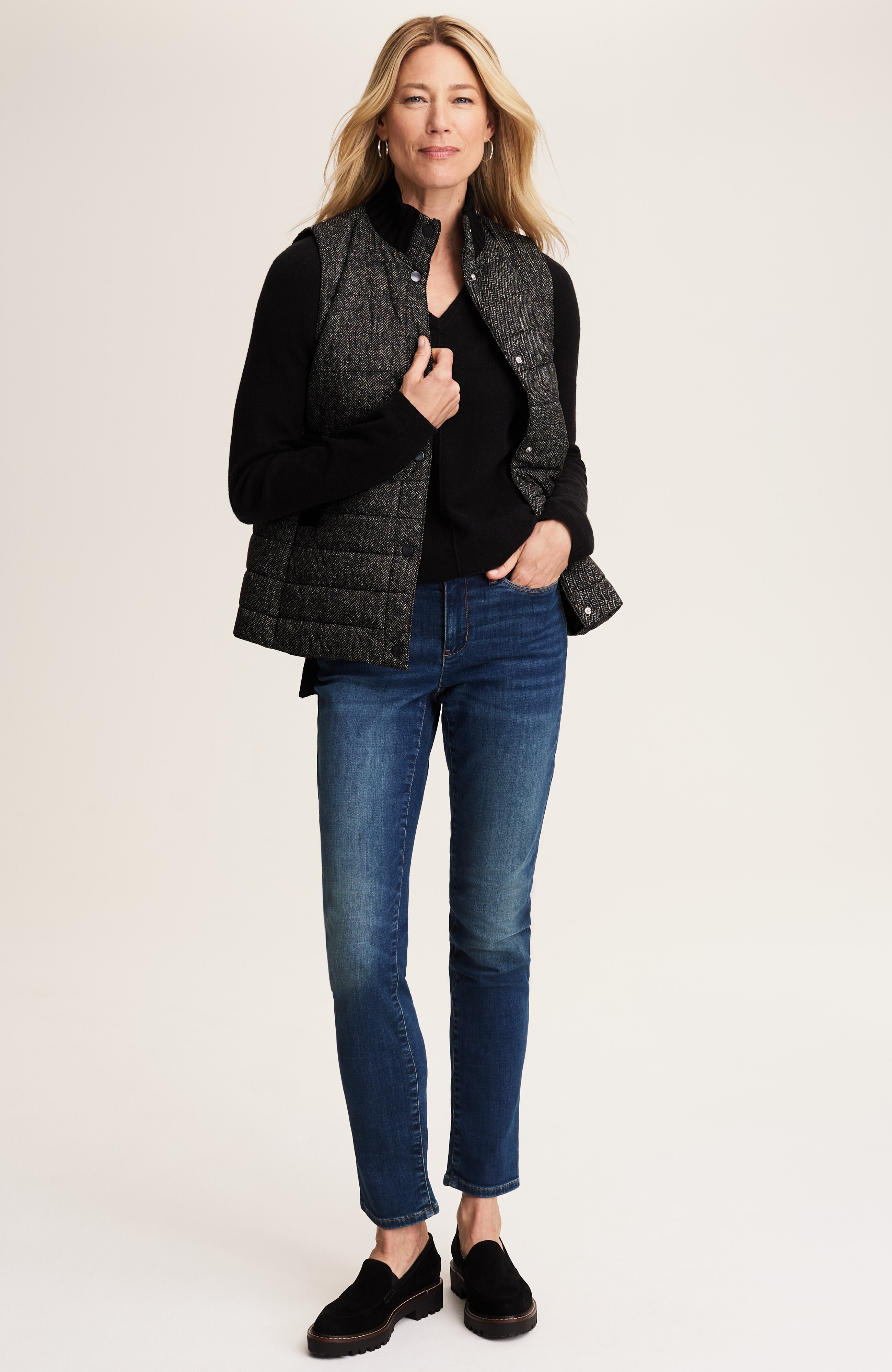 MIXED-MEDIA PUFFER VEST | JJill