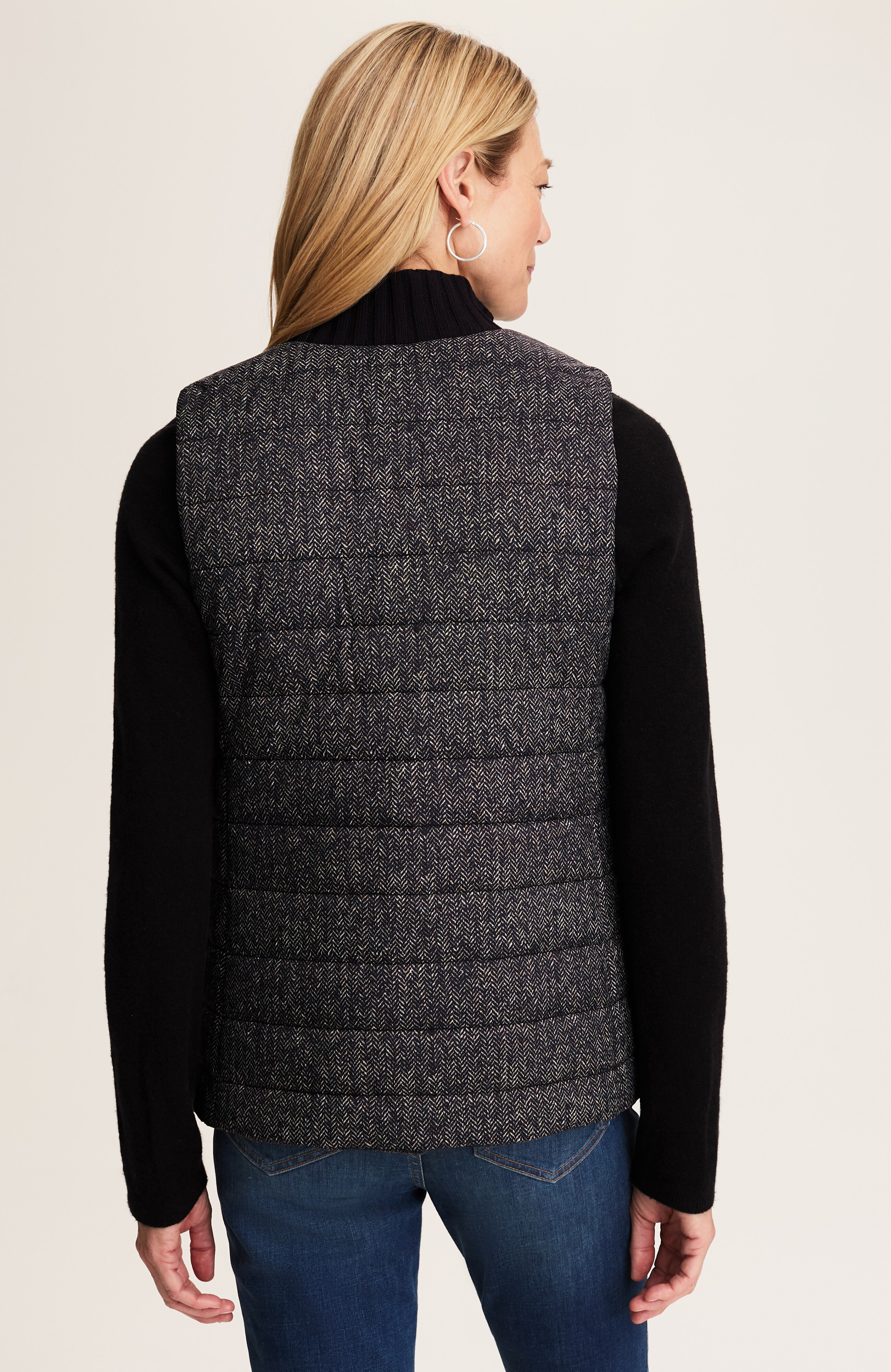 mixed-media puffer vest