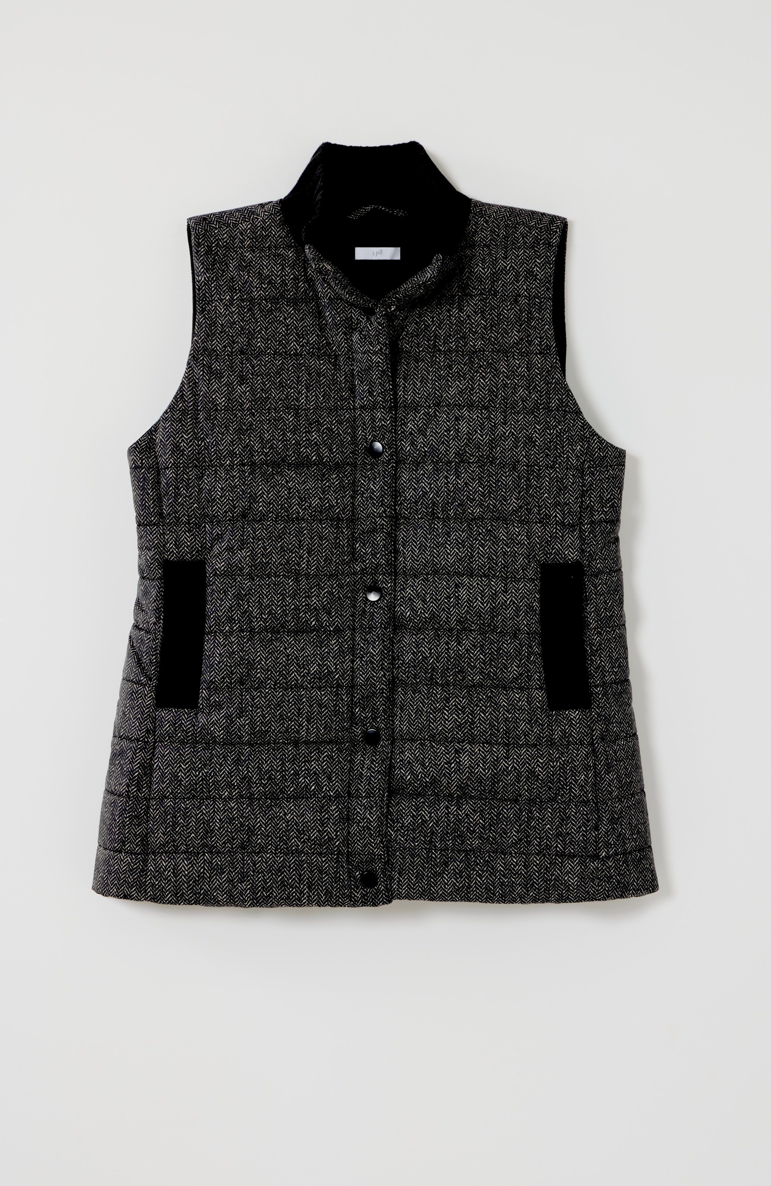 mixed-media puffer vest