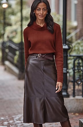 Image for Faux-Leather Seamed Skirt