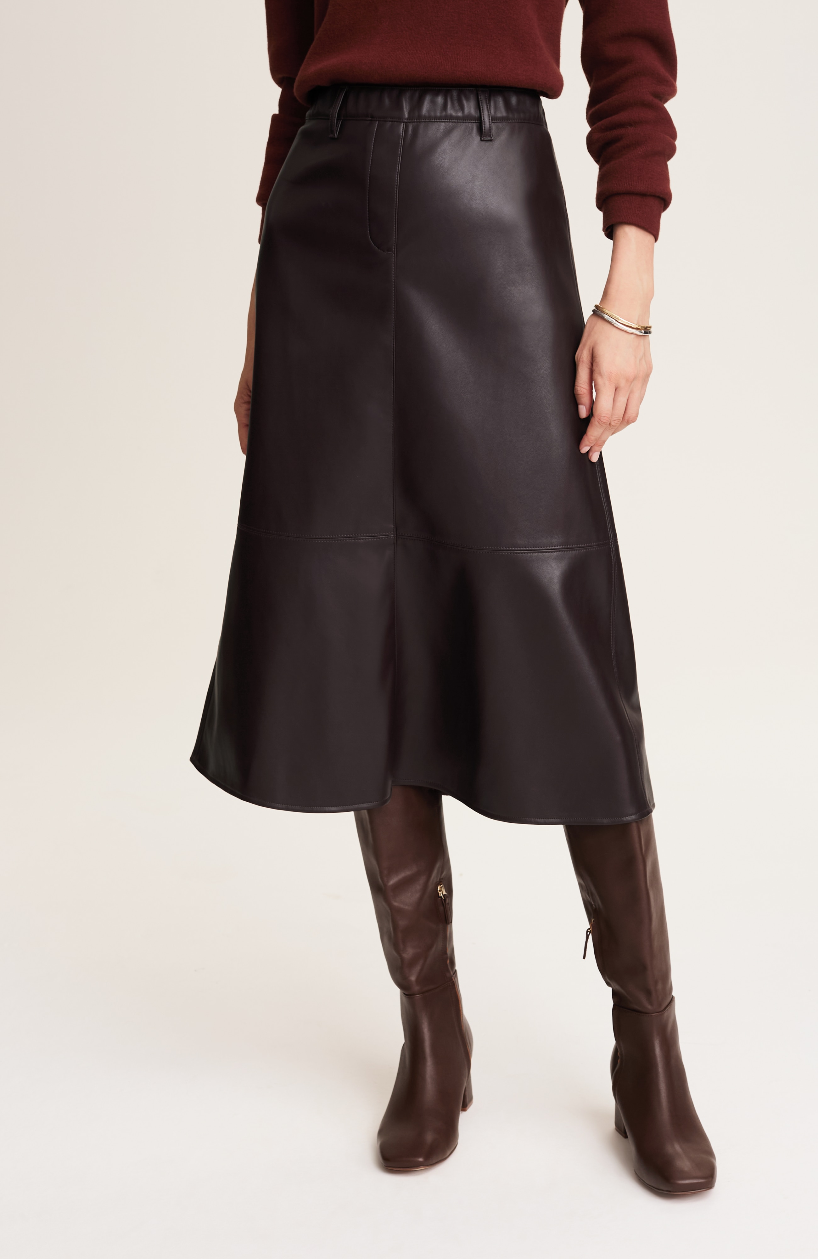 FAUX-LEATHER SEAMED SKIRT | JJill