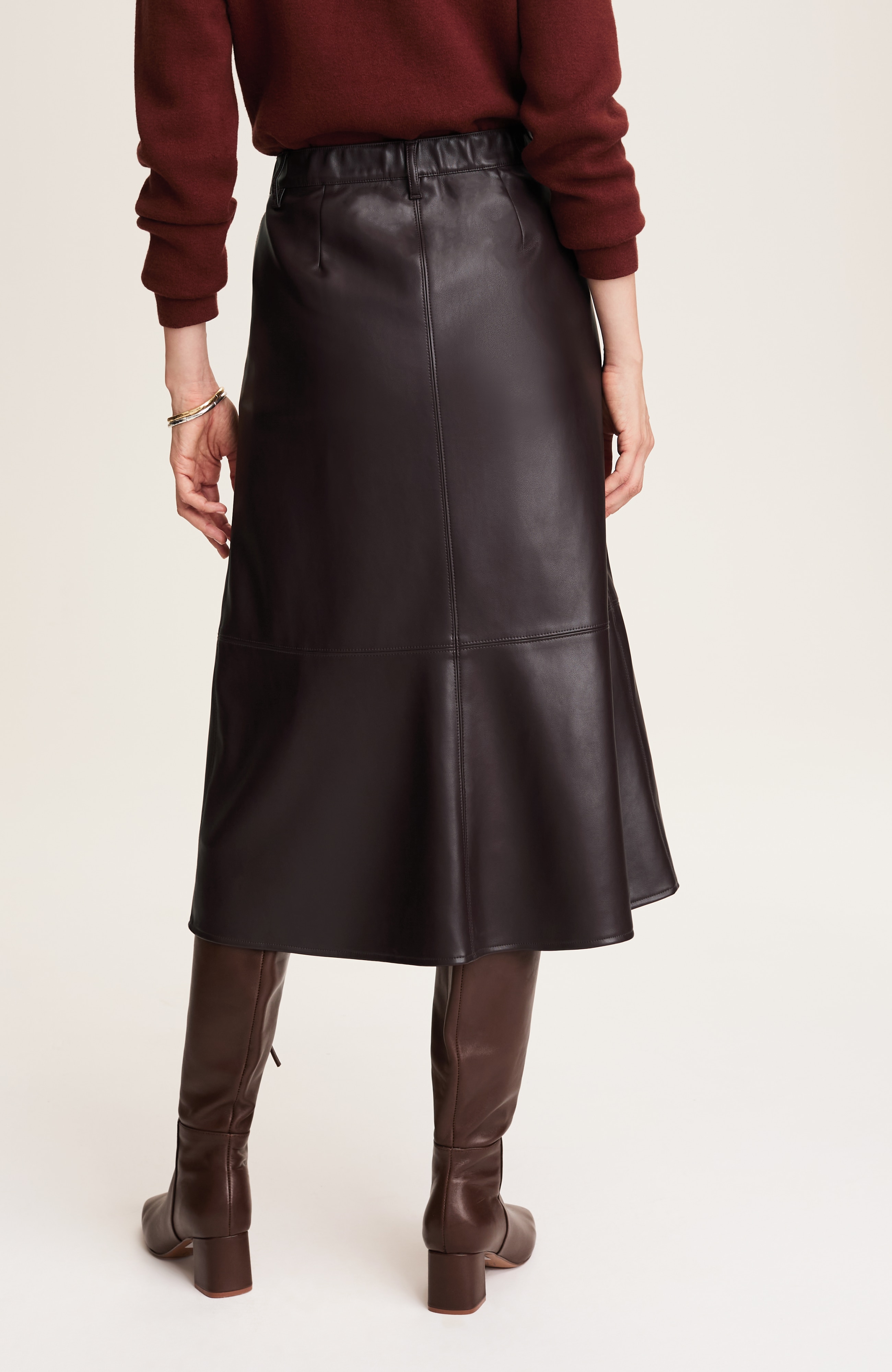 Faux-Leather Seamed Skirt | JJill